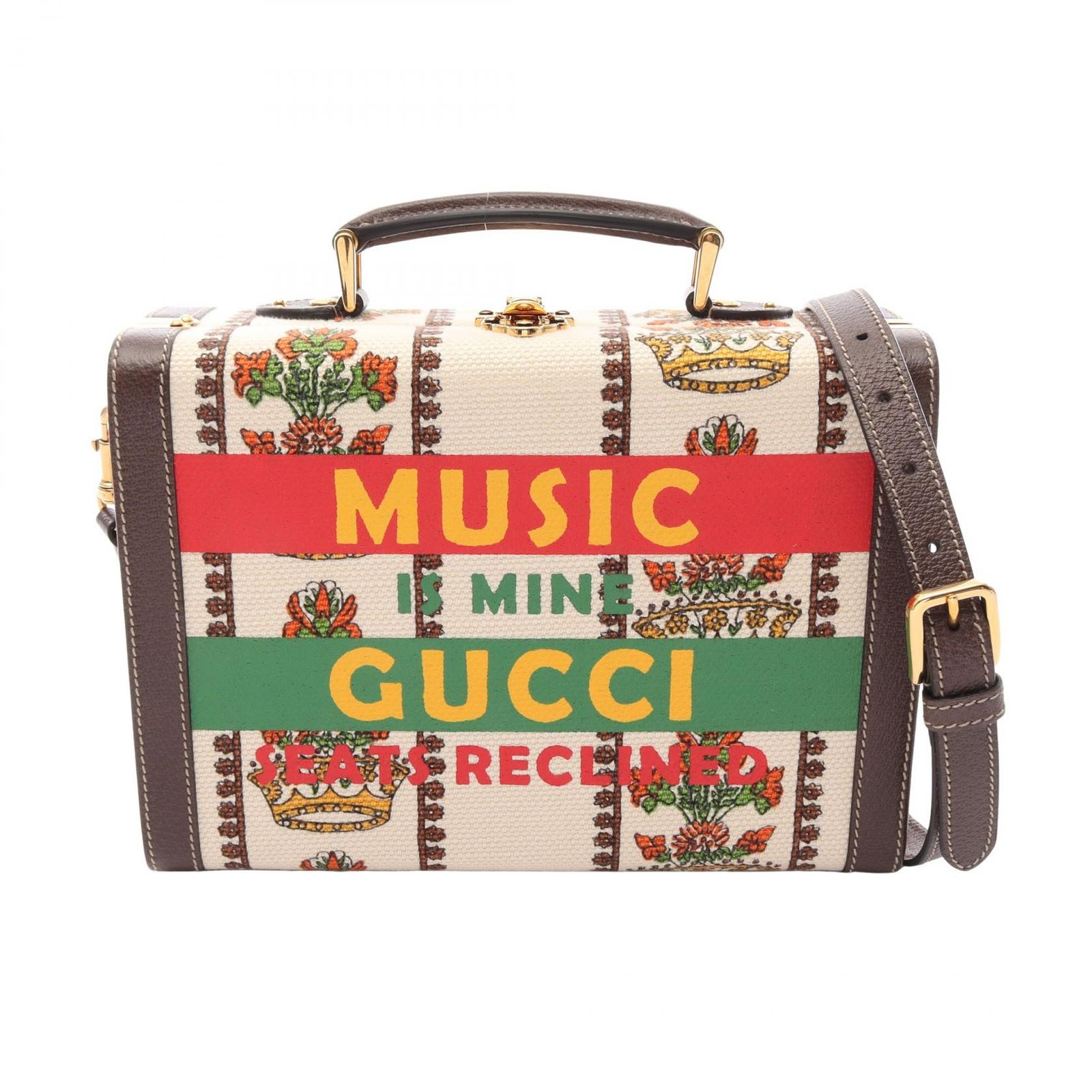 グッチ GUCCI ハンドバッグ MUSIC IS MINE ビューティーケース 100周年記念 2WAY 633587 ナチュラル/ブラウン キャンバス レザー MUSIC IS MINE ビューティーケース レディース