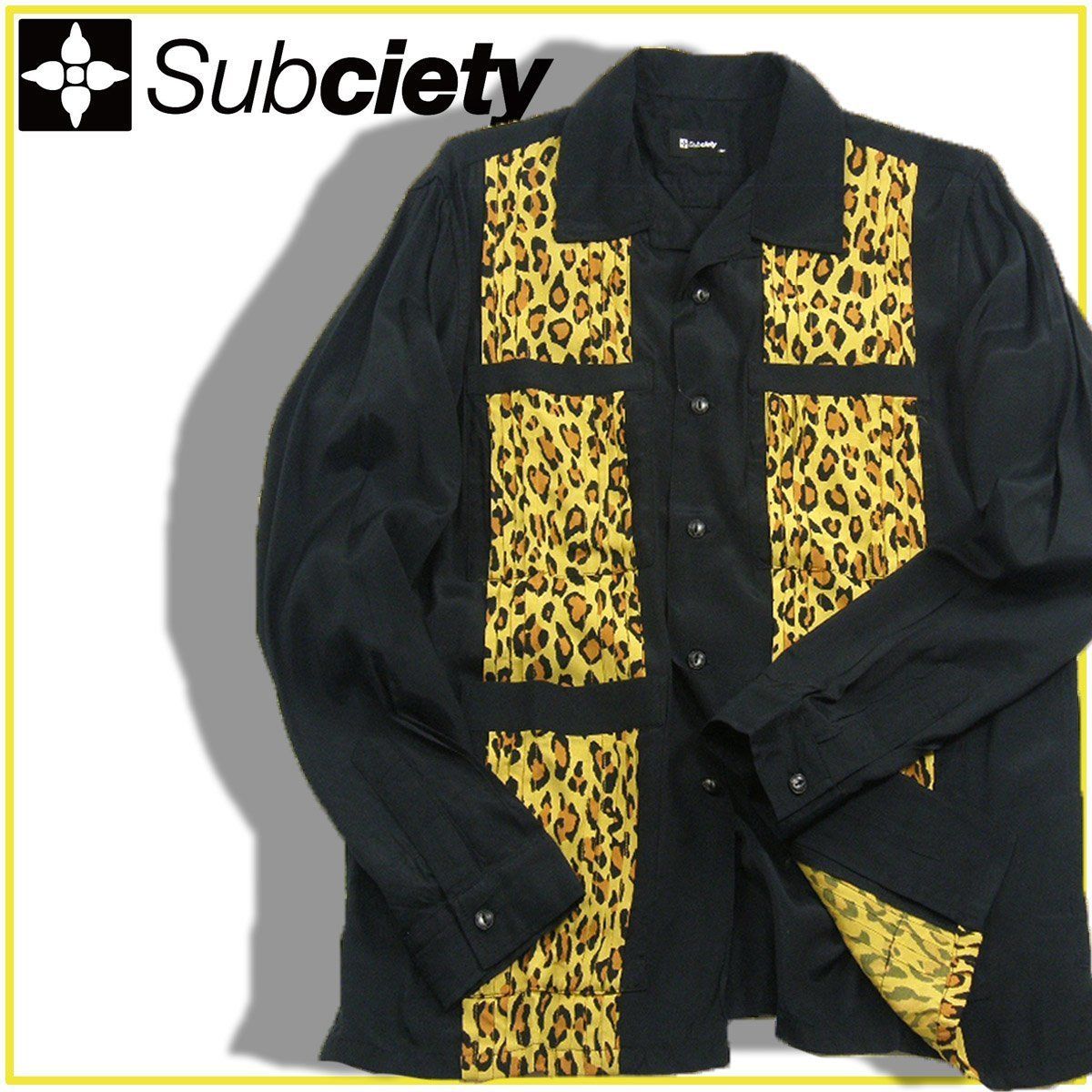 【新品】 Subciety ／ サブサエティ　ピンタック パネルシャツ 4ポケット オープンカラー 長袖シャツ 50年代 アメカジ レオパード ｜ オールシーズン