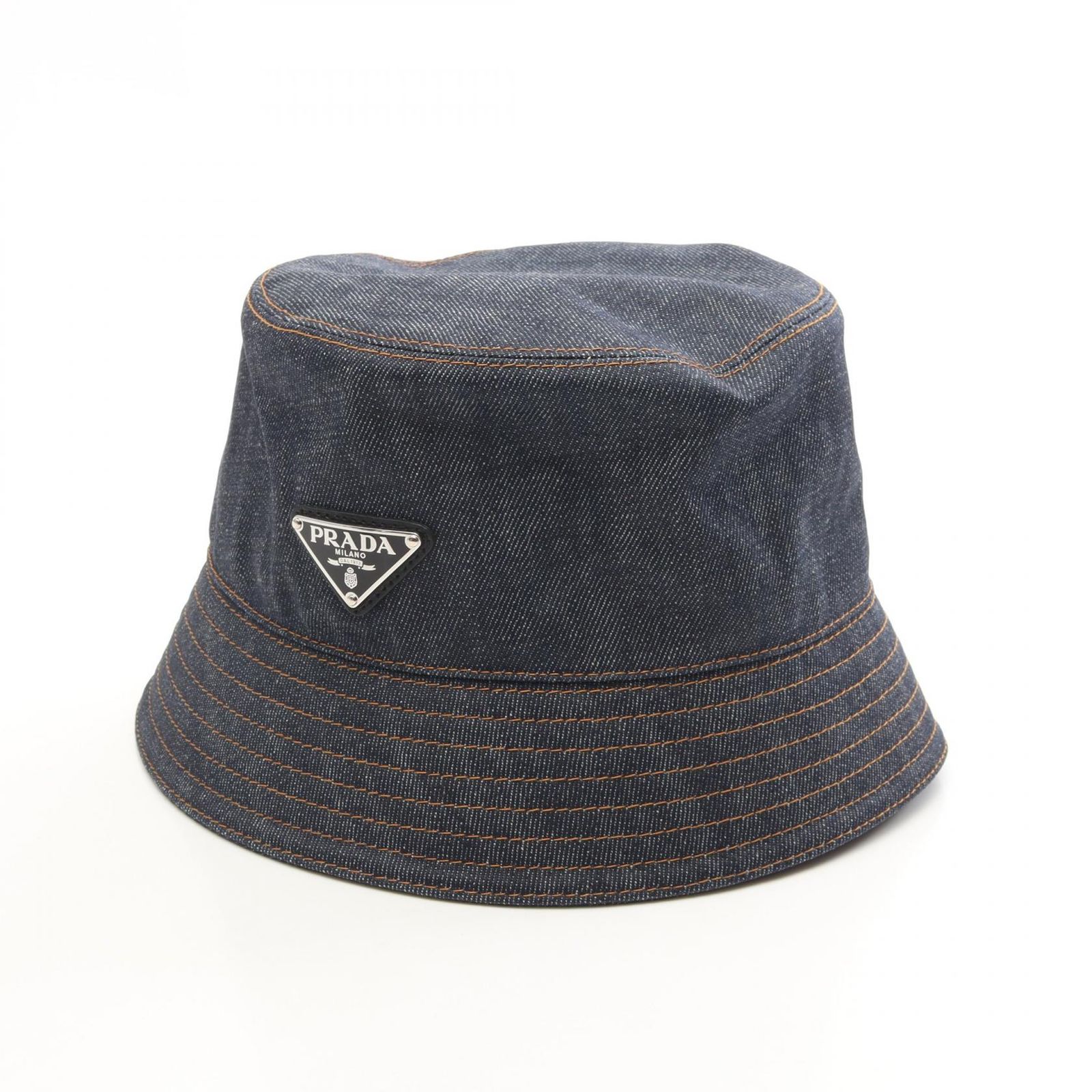 プラダ PRADA ハット 三角プレート デニム 2HC137 その他 デニム バケットハット ユニセックス Used A