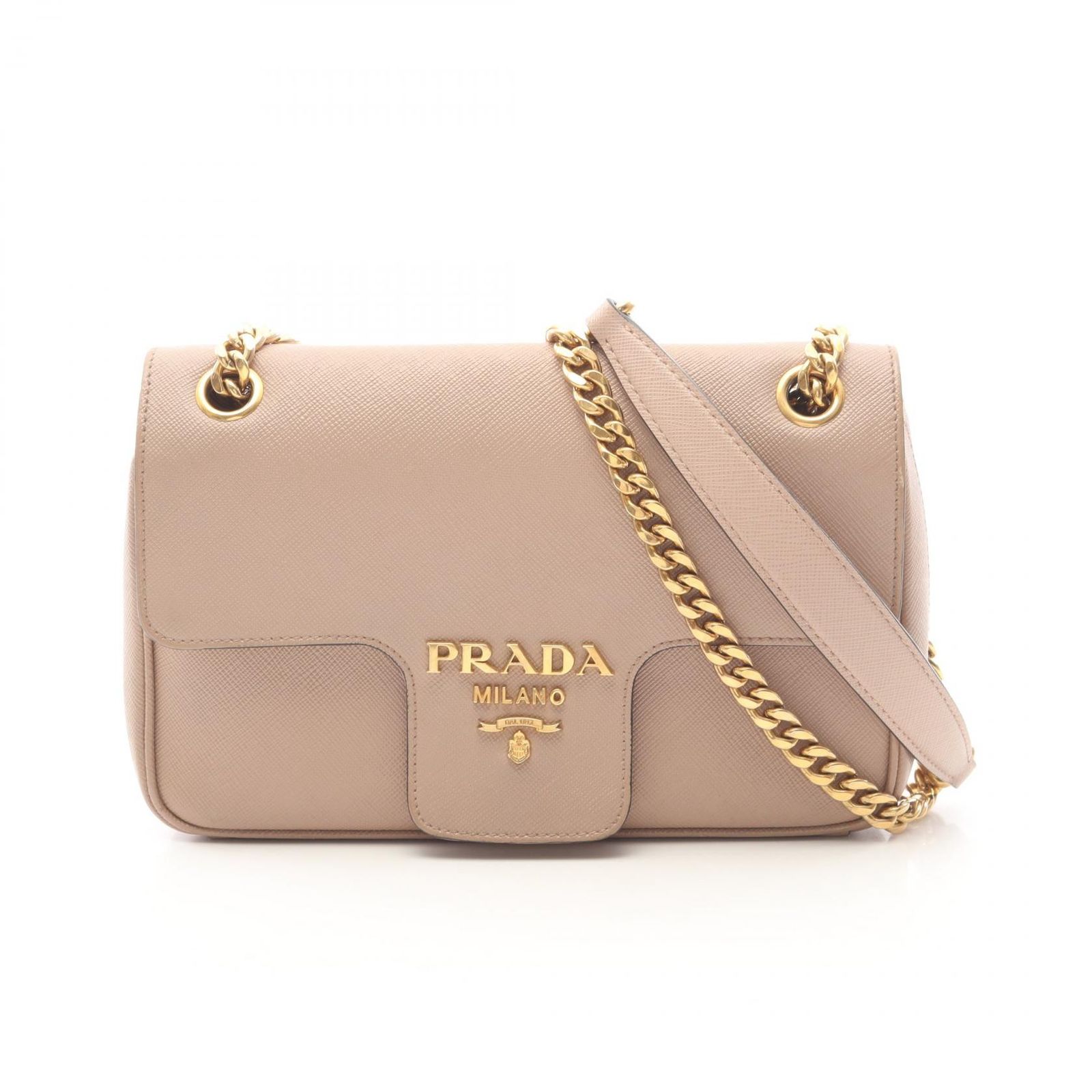 プラダ PRADA ショルダーバッグ フラップ ピンクベージュ サフィアーノ