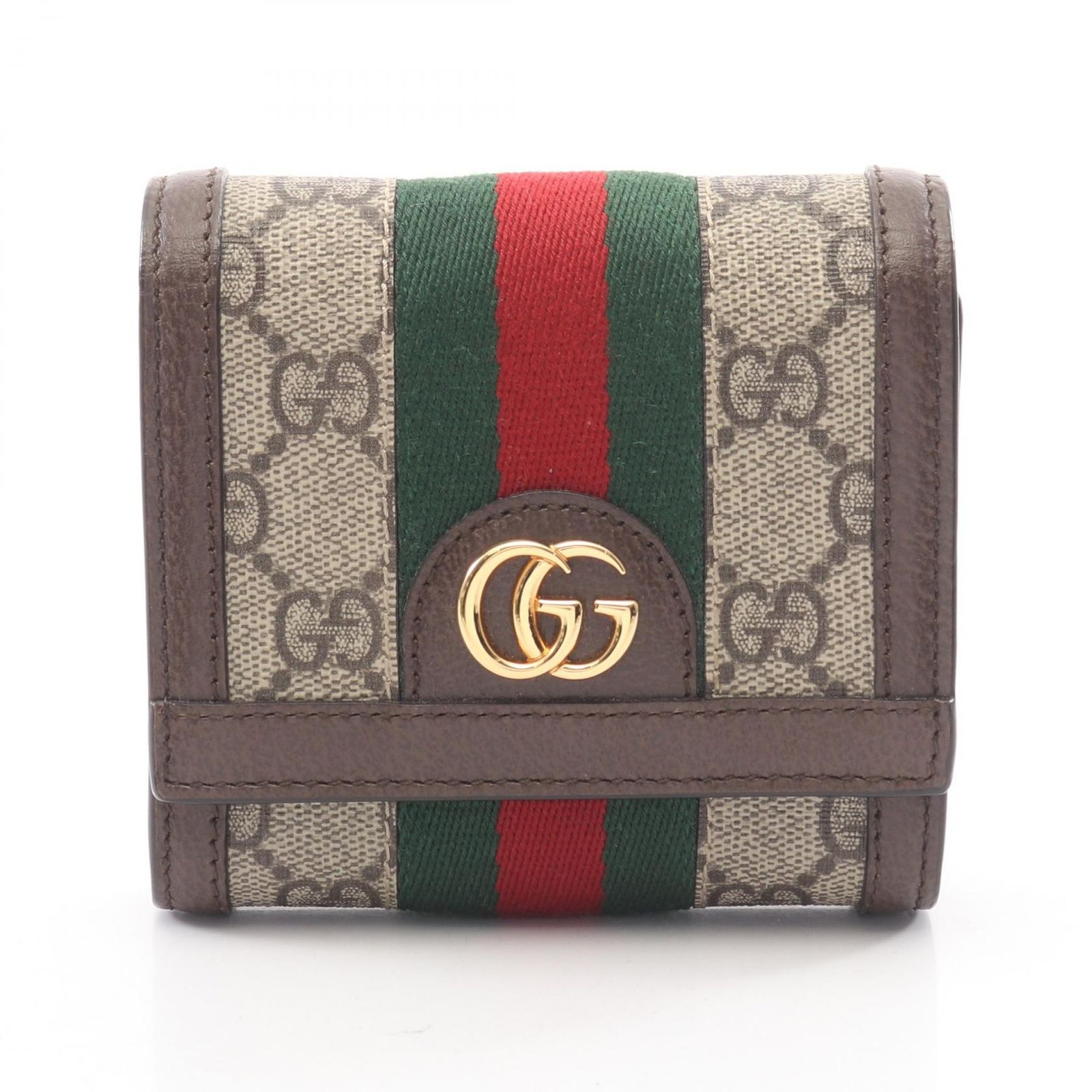 グッチ GUCCI 二つ折り財布 オフィディア GGスプリーム ウォレット 598662 ベージュ/ダークブラウン レザー PVCコーティングキャンバス GGマーモント 二つ折り財布