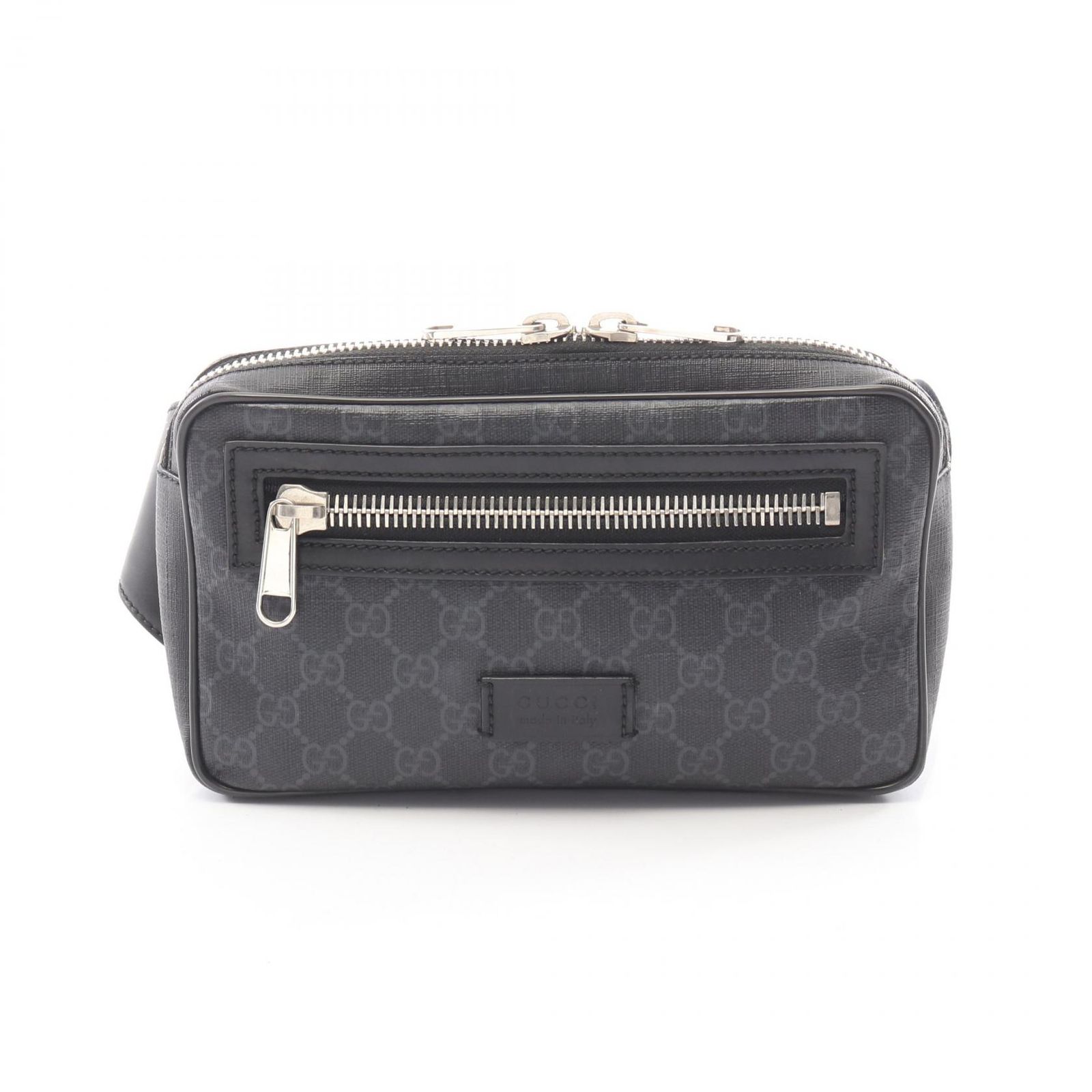 グッチ GUCCI ウエストバッグ ソフト GGスプリーム シェリーライン 474293 ブラック PVCコーティングキャンバス レザー ベルトバッグ メンズ Used A
