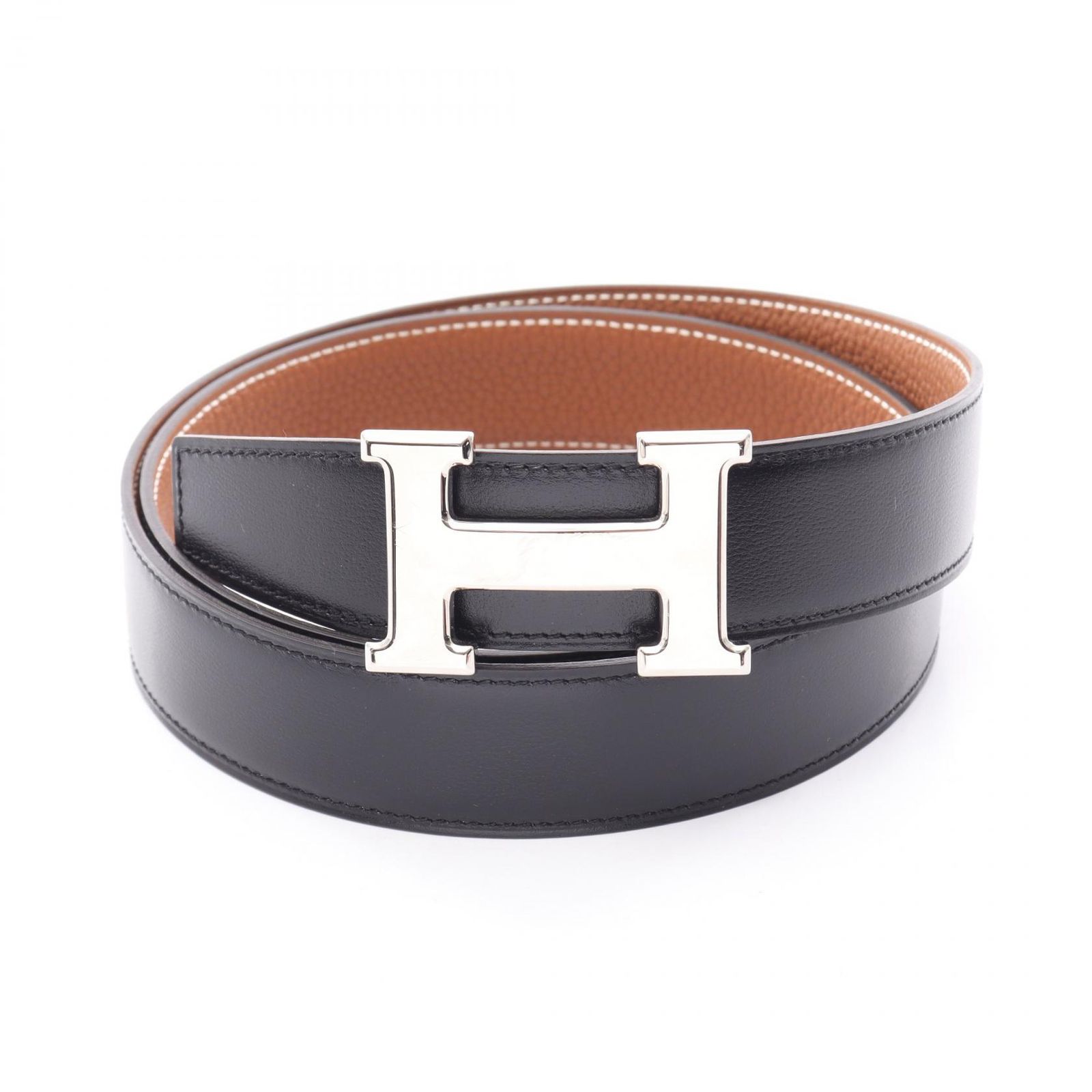 エルメス HERMES ベルト コンスタンス Hベルト リバーシブル ブラック レザー ベルト メンズ Used A