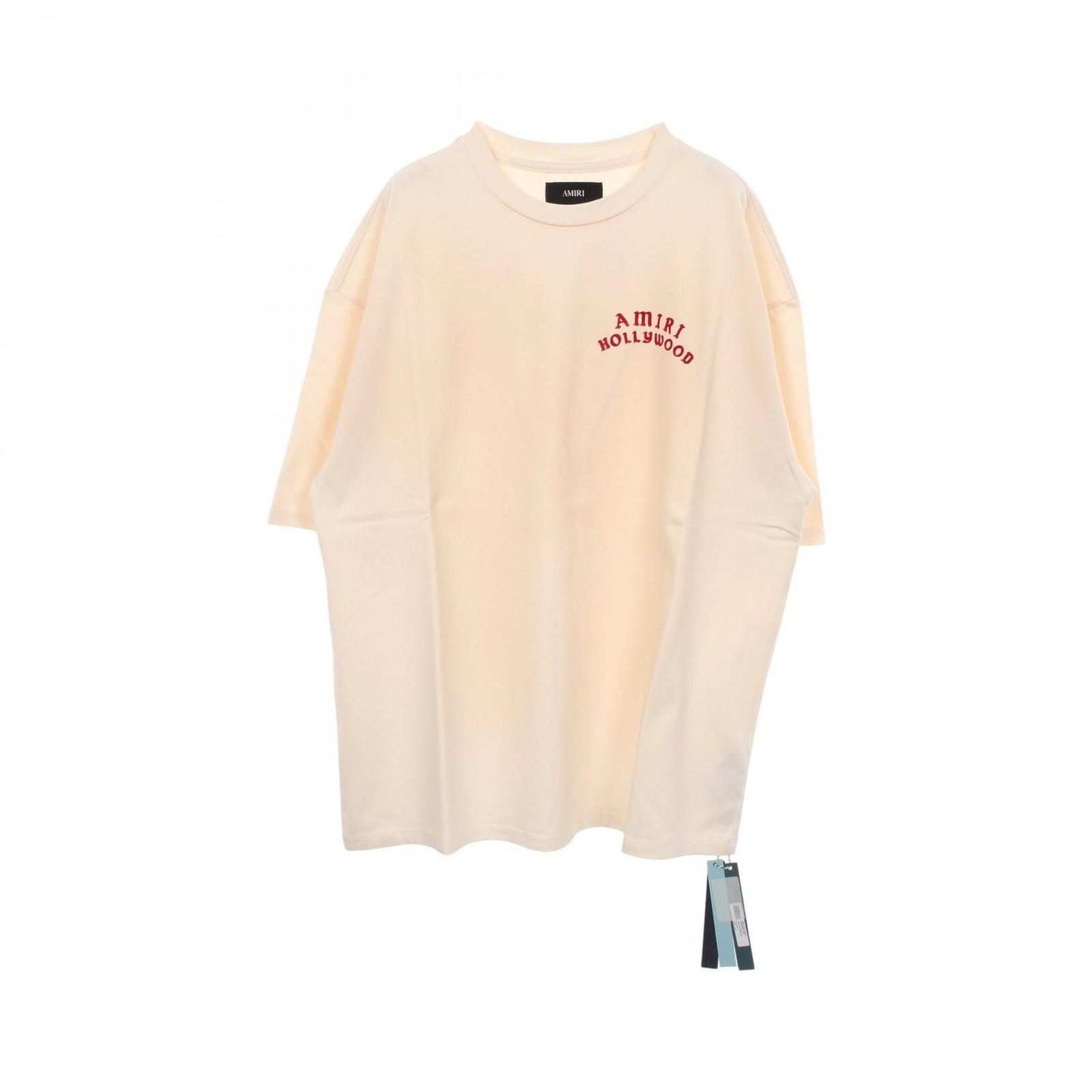 アミリ AMIRI 半袖Tシャツ Oversize Hollywood バックロゴ AMJYTE1204L アイボリー/レッド コットン Oversize Hollywood Tシャツ メンズ 新品