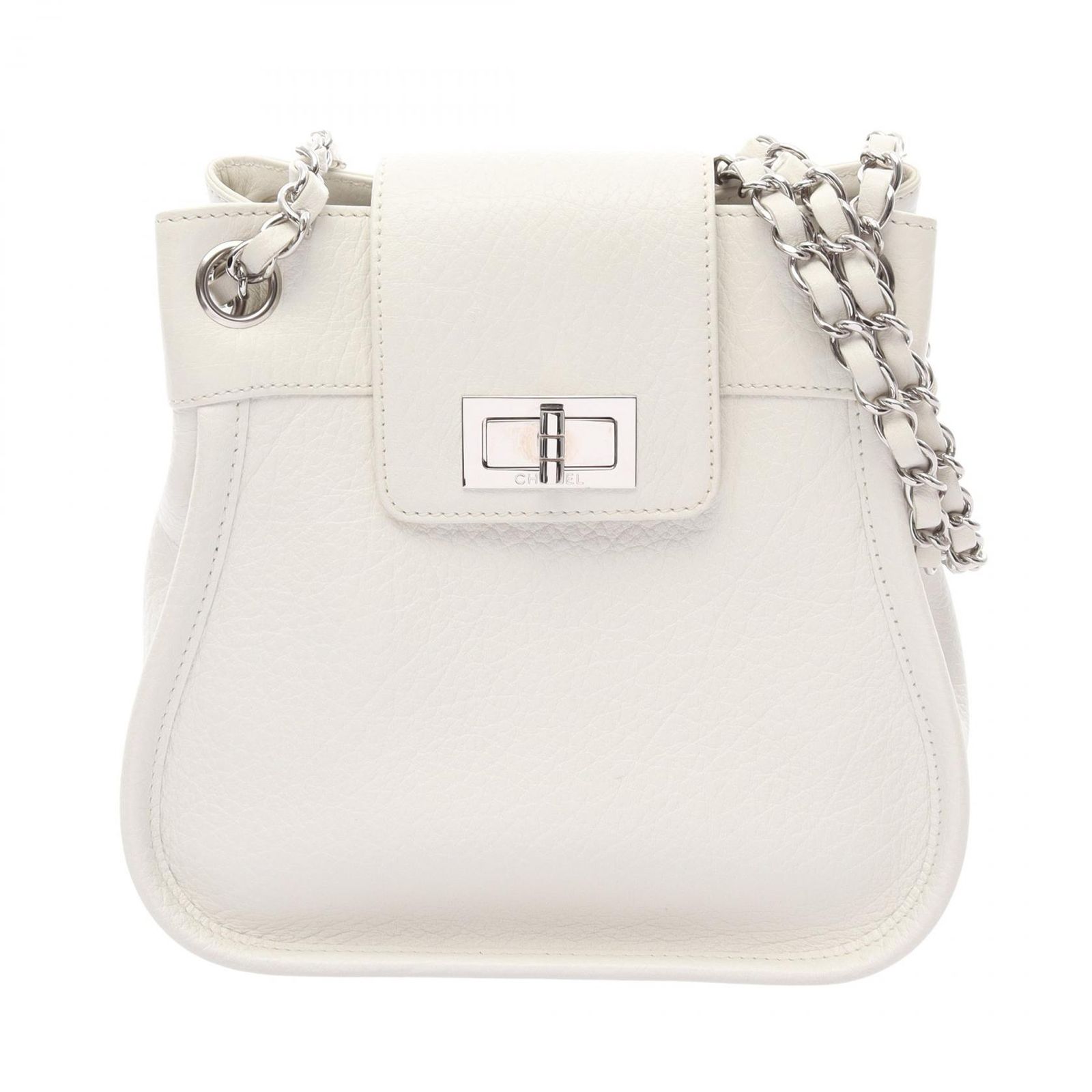 シャネル CHANEL ショルダーバッグ 2.55 ホワイト レザー 2.55 チェーンショルダー レディース Used B