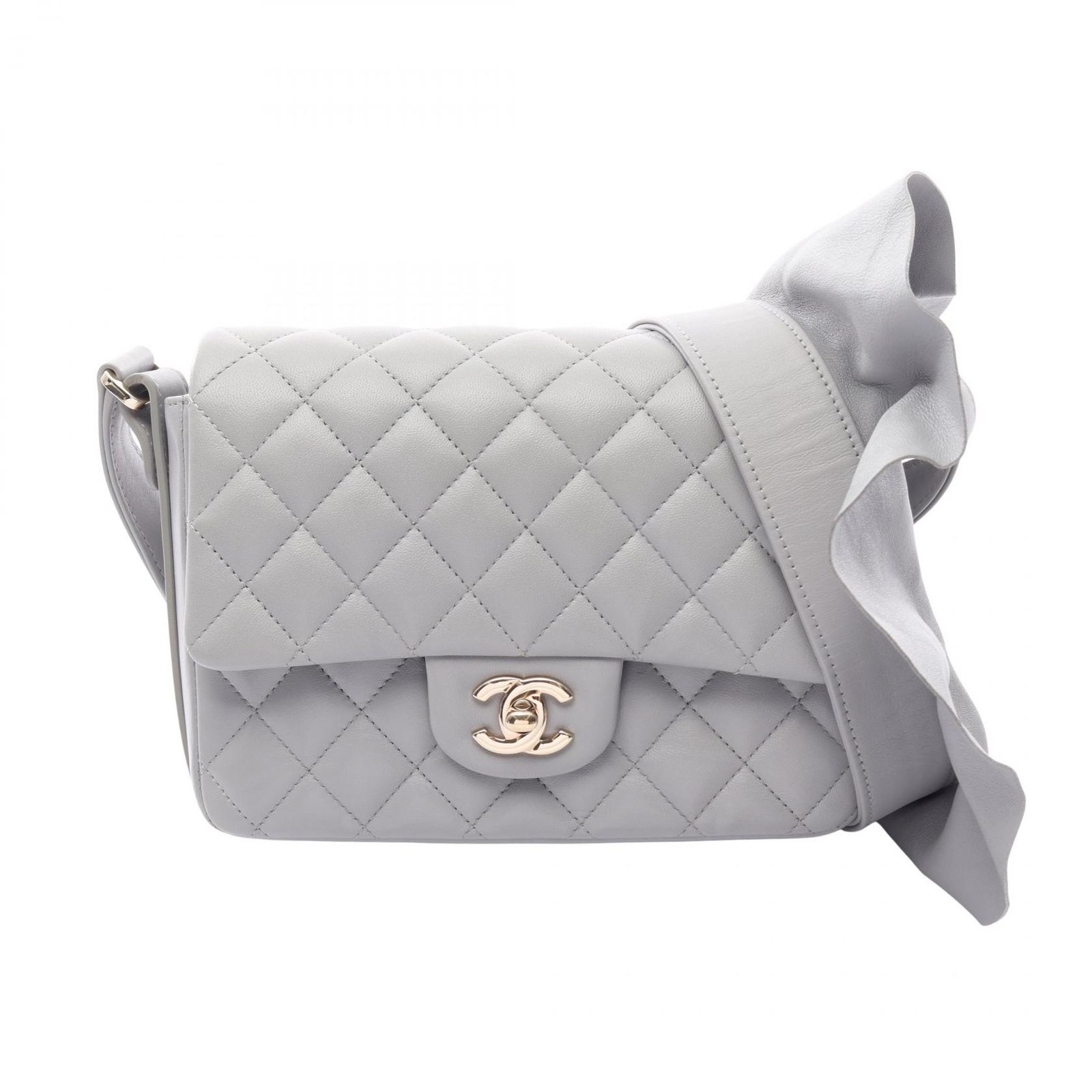 シャネル CHANEL ショルダーバッグ マトラッセ フリル グレー ラムスキン(羊革) マトラッセ フリル ショルダーバッグ レディース Used B