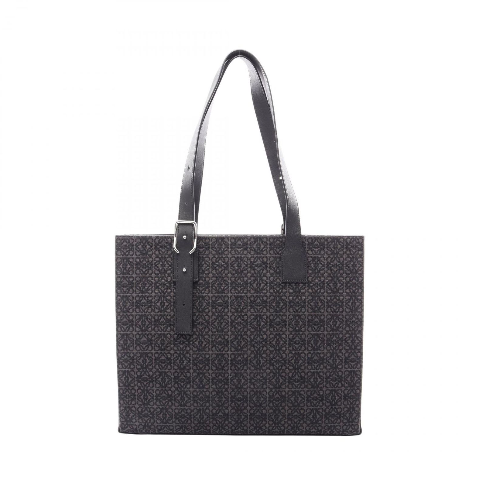 ロエベ LOEWE トートバッグ バックルホリゾンタル アナグラム ブラック キャンバス レザー アナグラム バックル ホリゾンタル トート メンズ Used A