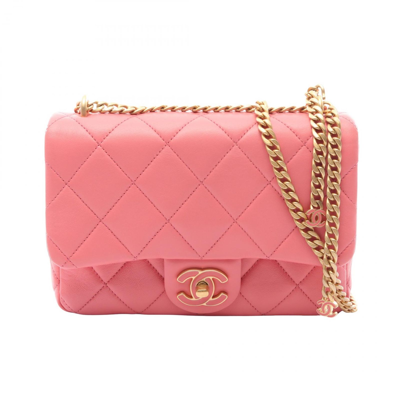 シャネル CHANEL ショルダーバッグ マトラッセ AS3114 ピンク ラムスキン（羊革） マトラッセ スモールフラップ チェーンショルダー レディース Used A