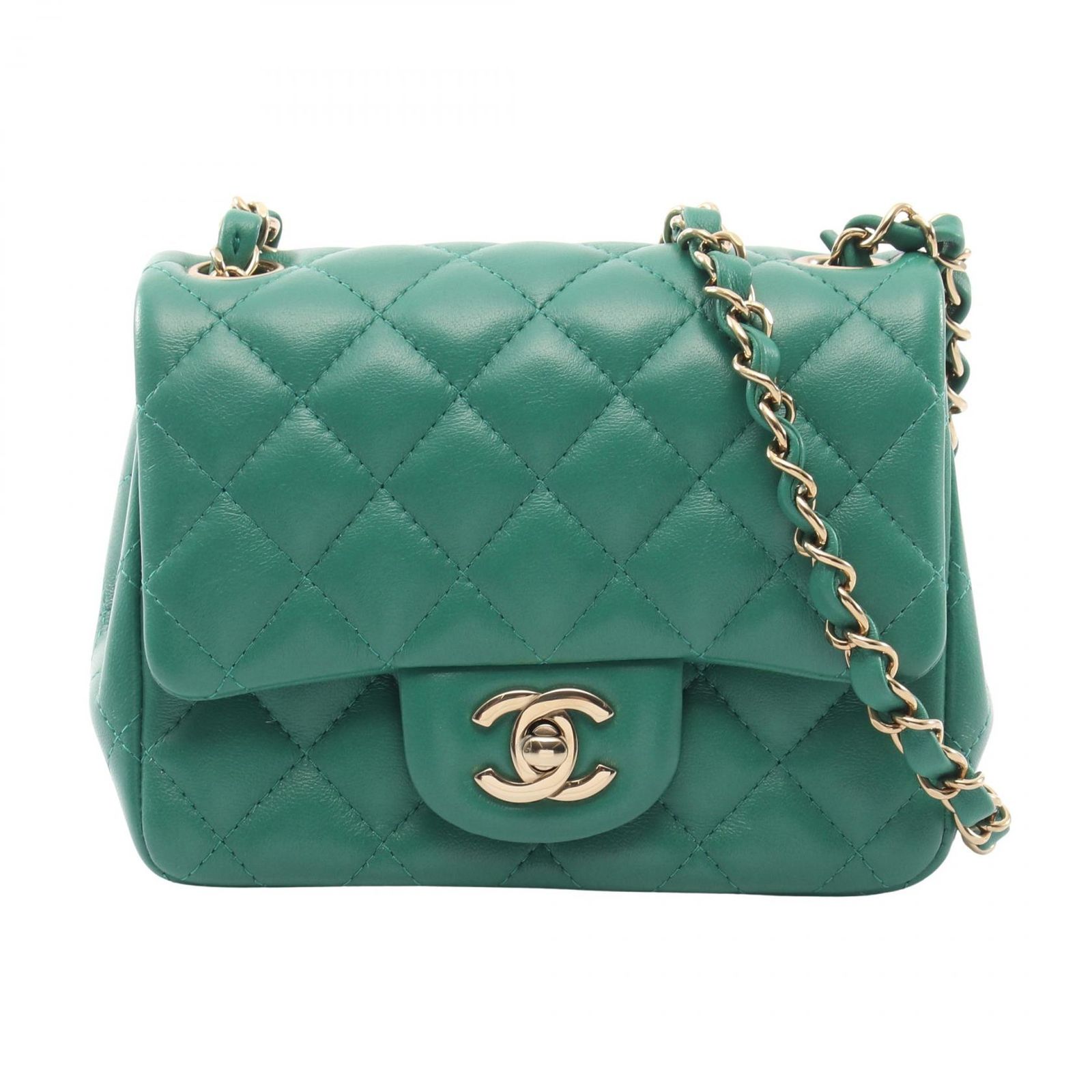 シャネル CHANEL ショルダーバッグ ミニマトラッセ A35200 グリーン ラムスキン（羊革） ミニマトラッセ チェーンショルダー レディース Used A