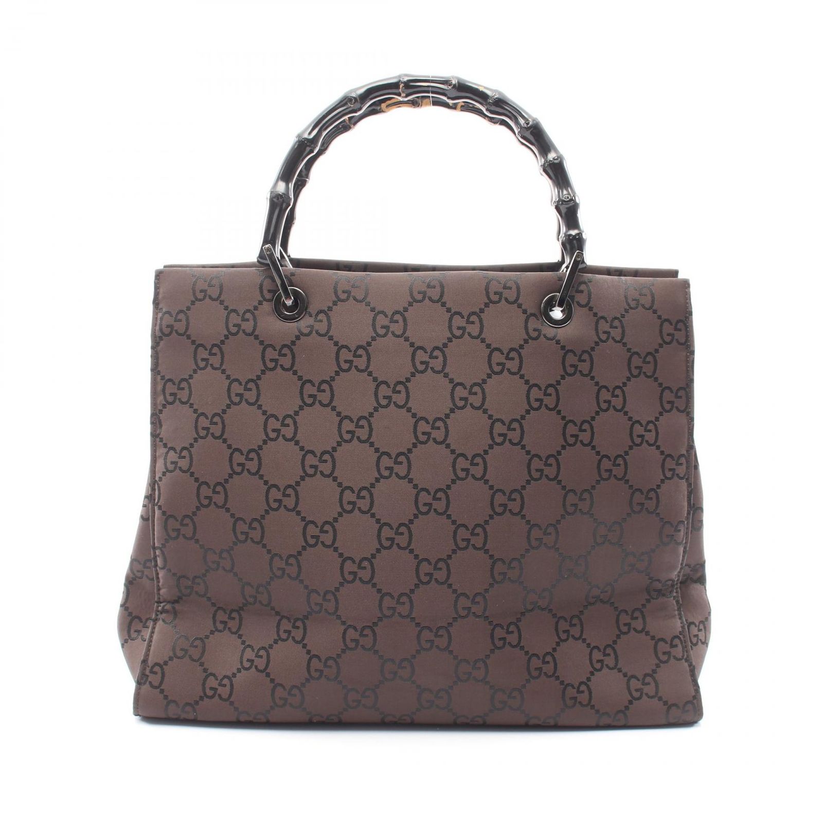 グッチ GUCCI トートバッグ バンブー GG柄 002 1010 ダークブラウン キャンバス バンブー トートバッグ レディース Used B