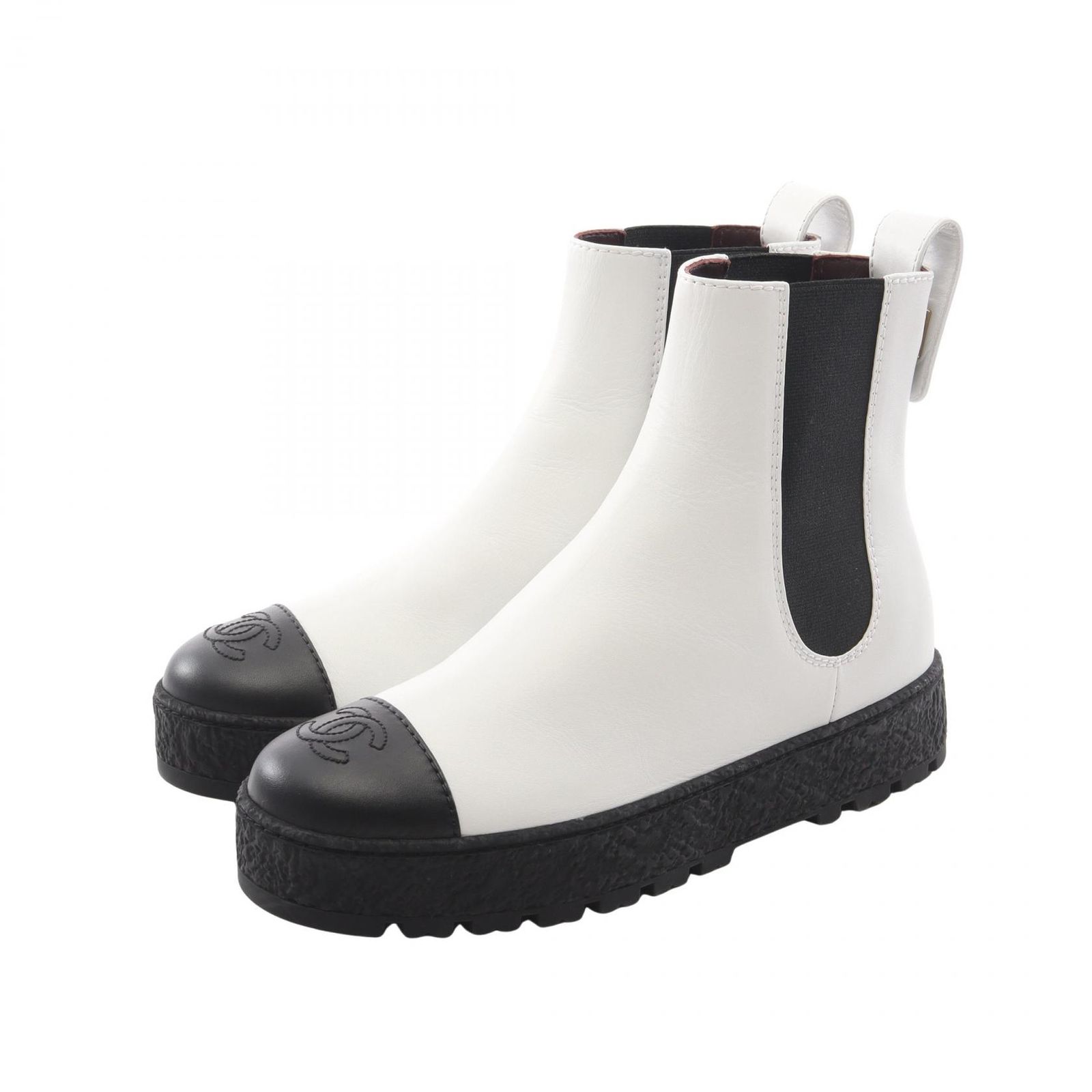 シャネル CHANEL ブーツ ココマーク G37927XC37927 ホワイト/ブラック レザー ショートブーツ レディース 未使用