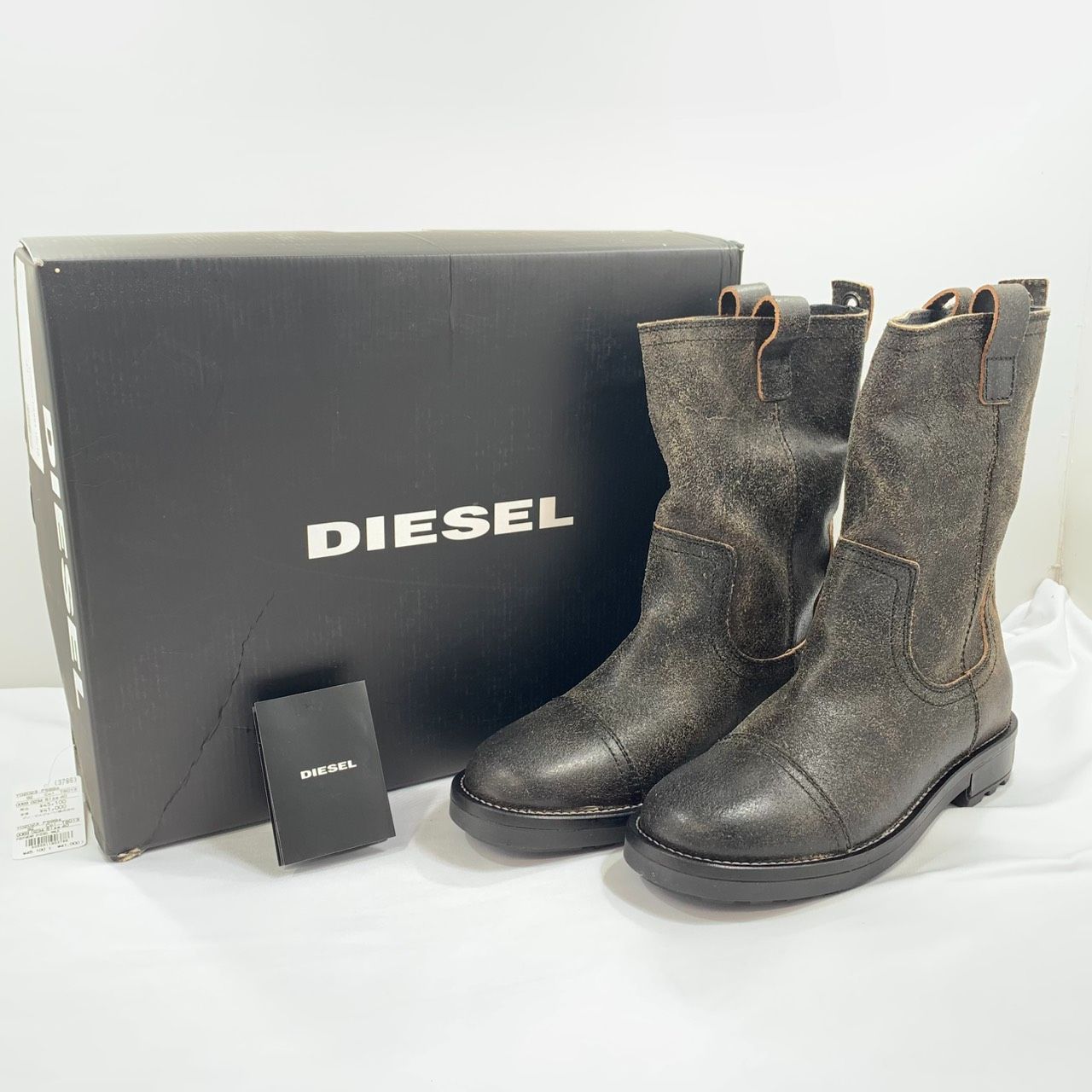 【未使用品!!送料無料!!】DIESEL ディーゼル Throuper HB Boots レザーブーツ メンズ 牛革 本革 ヴィンテージ加工 ロングブーツ 25.0cm〜25.5cm