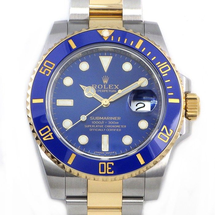 ロレックス Rolex 腕時計 サブマリーナー デイト 116613LB ルーレット刻印 夜光インデックス 夜光針 回転ベゼル ブルー文字盤 K18YG SS セラミック 自動巻き 【箱・保付き】 【中古】