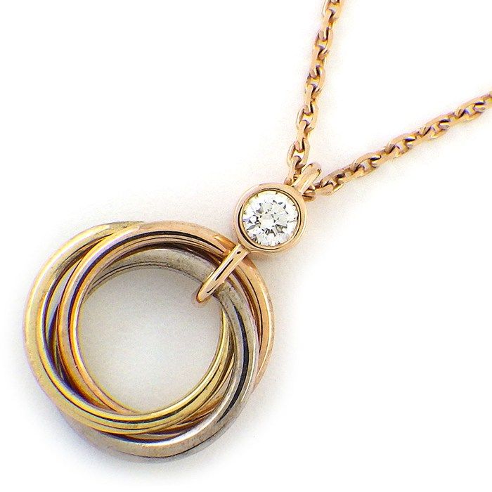 カルティエ Cartier ネックレス トリニティ B7224815 スリーカラー 1ポイント ダイヤモンド 0.05ct K18PG K18WG K18YG 【中古】