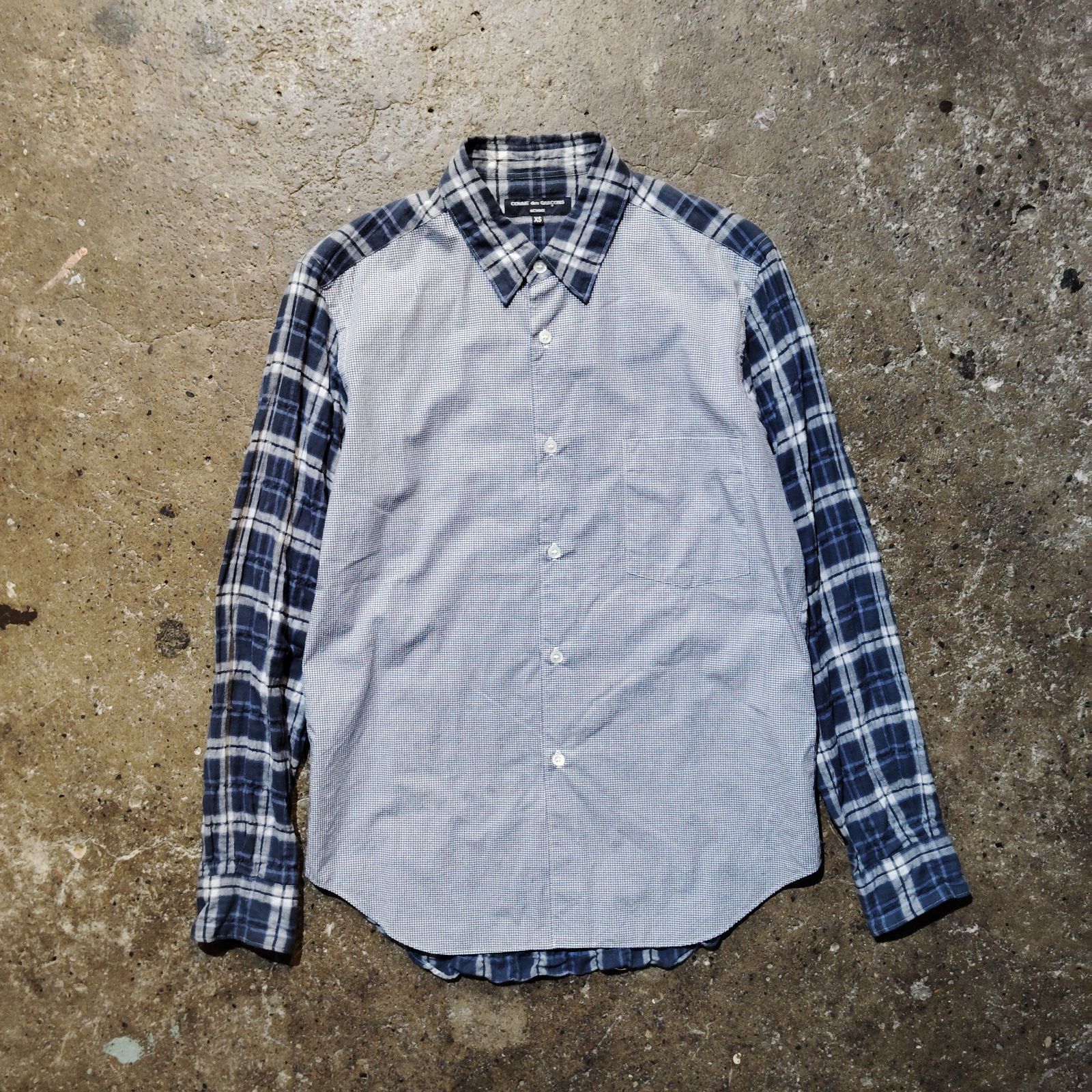 COMME des GARCONS HOMME 11aw チェック切替シャツ 製品洗い加工 コムデギャルソンオム 2011aw AD2011