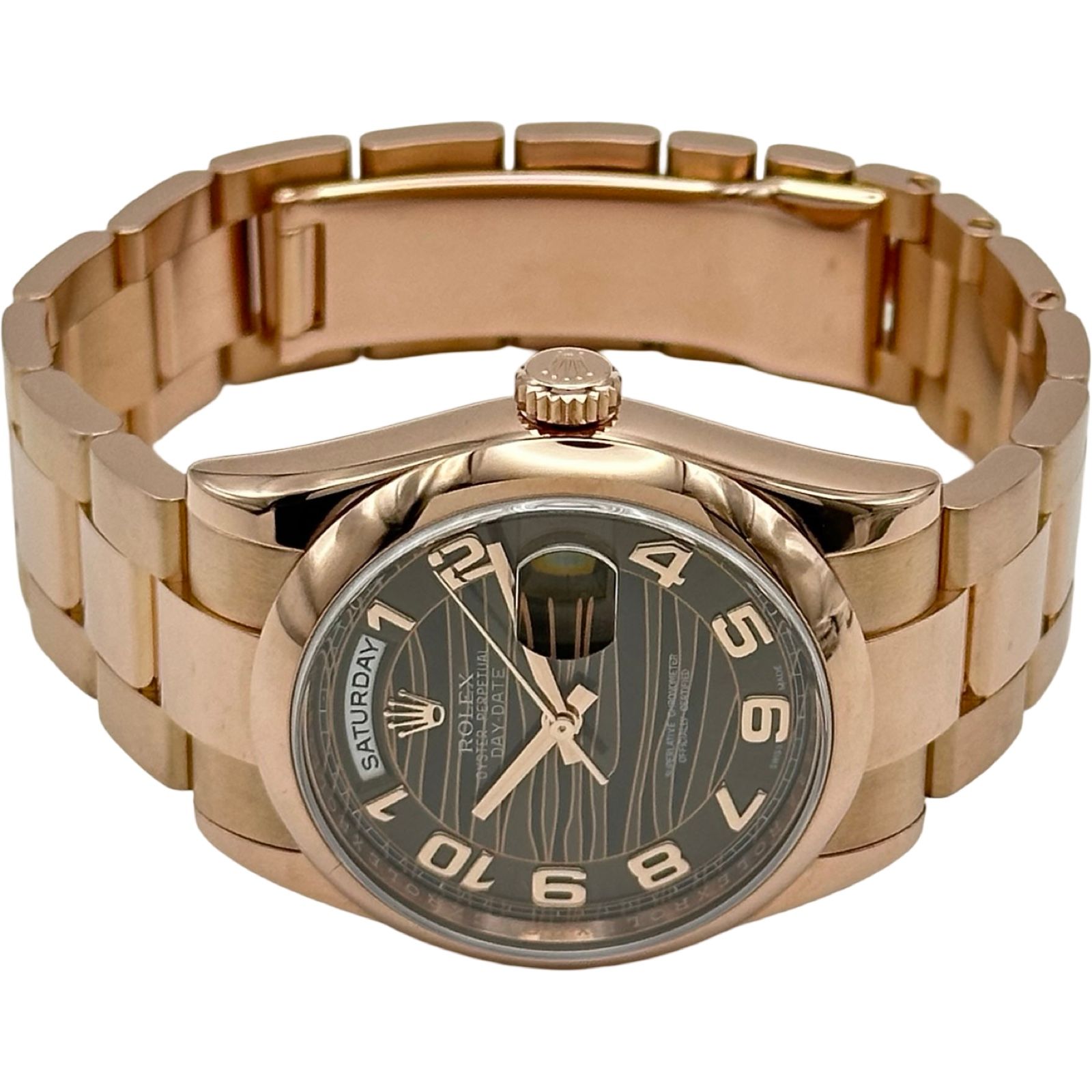 ロレックス ROLEX デイデイト36 118205 ウェーブ ピンクゴールド 自動 