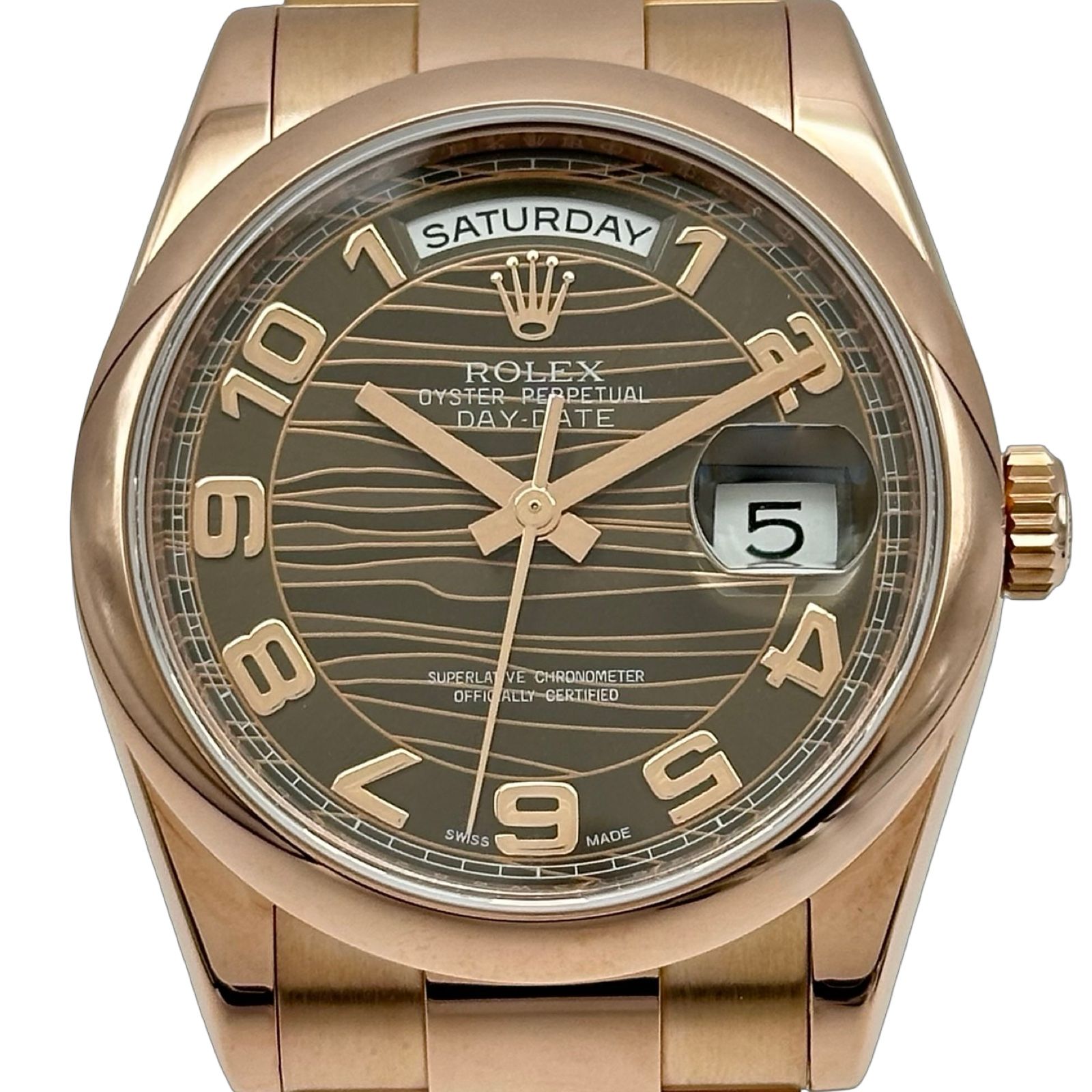 ロレックス ROLEX デイデイト36 118205 ウェーブ ピンクゴールド 自動巻き メンズ 腕時計