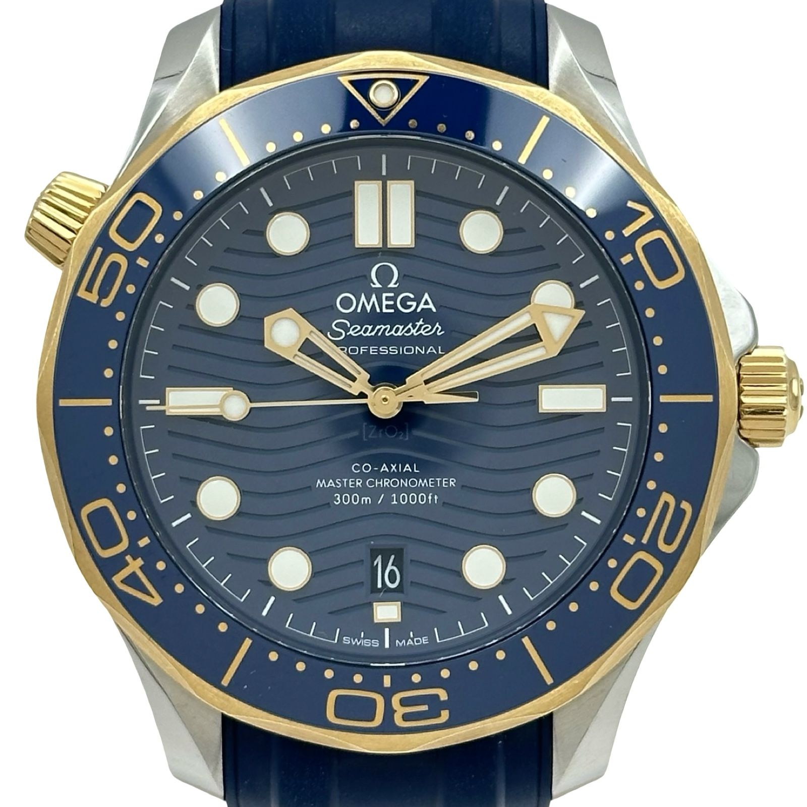 オメガ OMEGA シーマスター ダイバー300M コーアクシャル マスタークロノメーター 210.22.42.20.03.001 ブルー ゴールド/ステンレススチール 自動巻き メンズ 腕時計