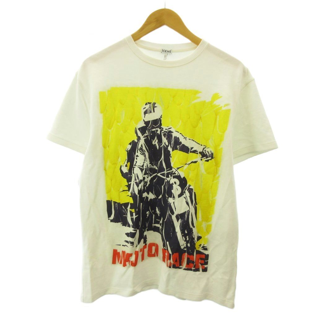 ロエベ LOEWE 美品 リラックスフィット Tシャツ MOTO RACE イラスト 