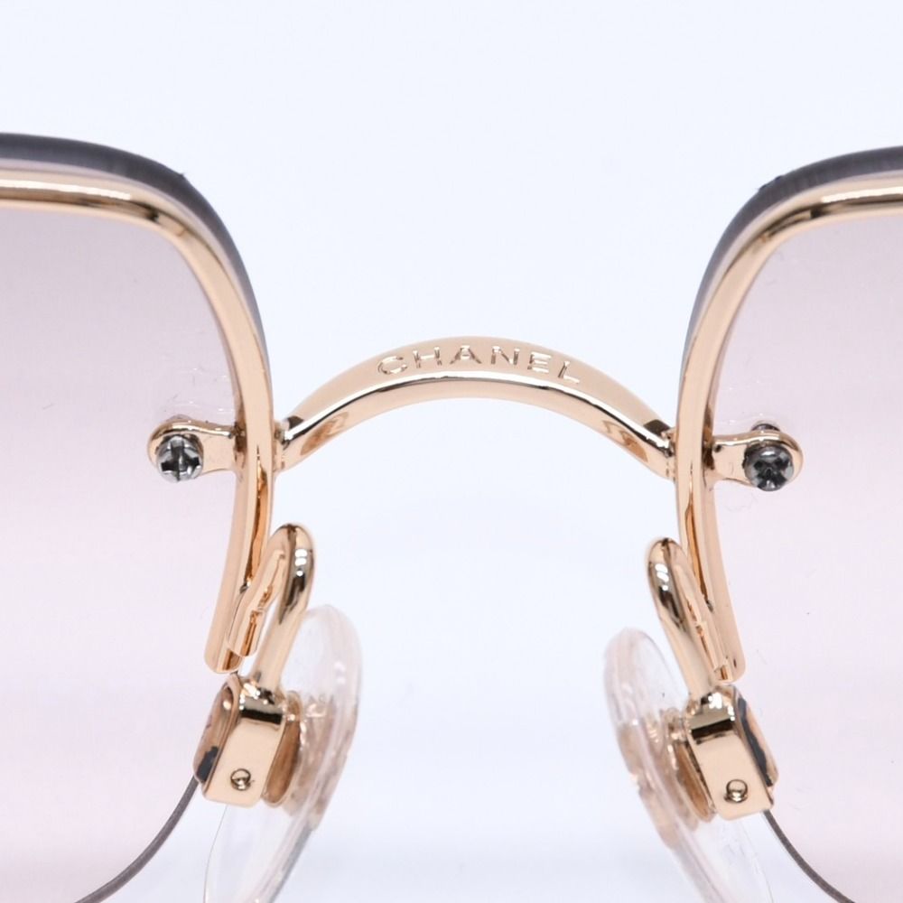 極美品 CHANEL シャネル リムレス ラインストーンサングラス ゴールド