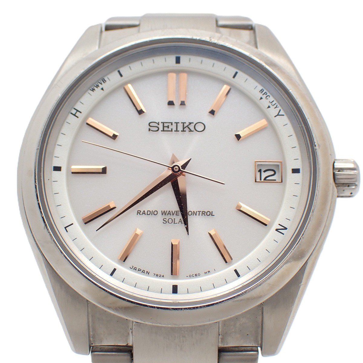 SEIKO セイコー ブライツ ソーラー電波 メンズ 腕時計 チタン 白文字盤