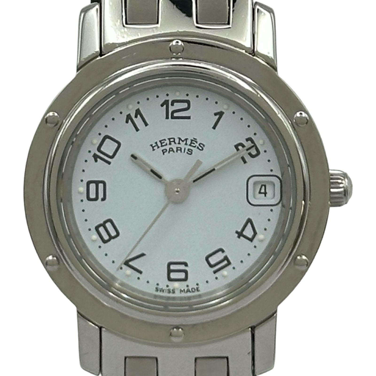 エルメス HERMES クリッパー CL4.210 ホワイト ステンレススチール クオーツ レディース 腕時計