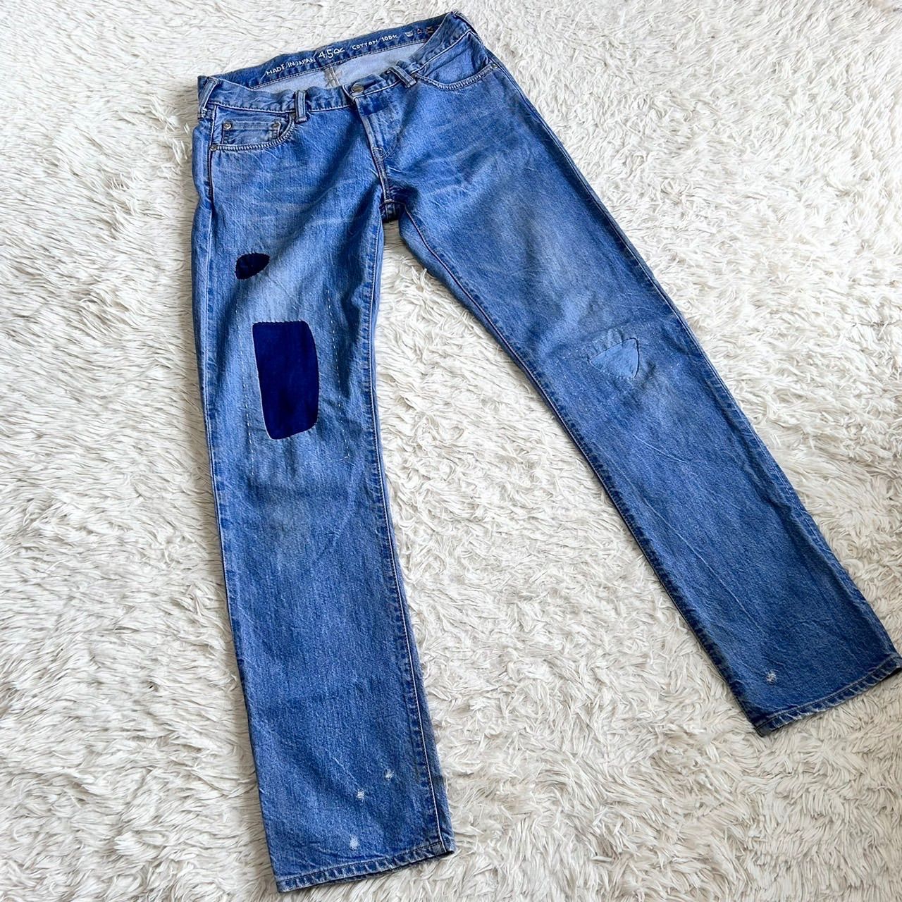 【 希少 】45r シャルロット デニム ダメージ加工 再び 印　パッチワーク