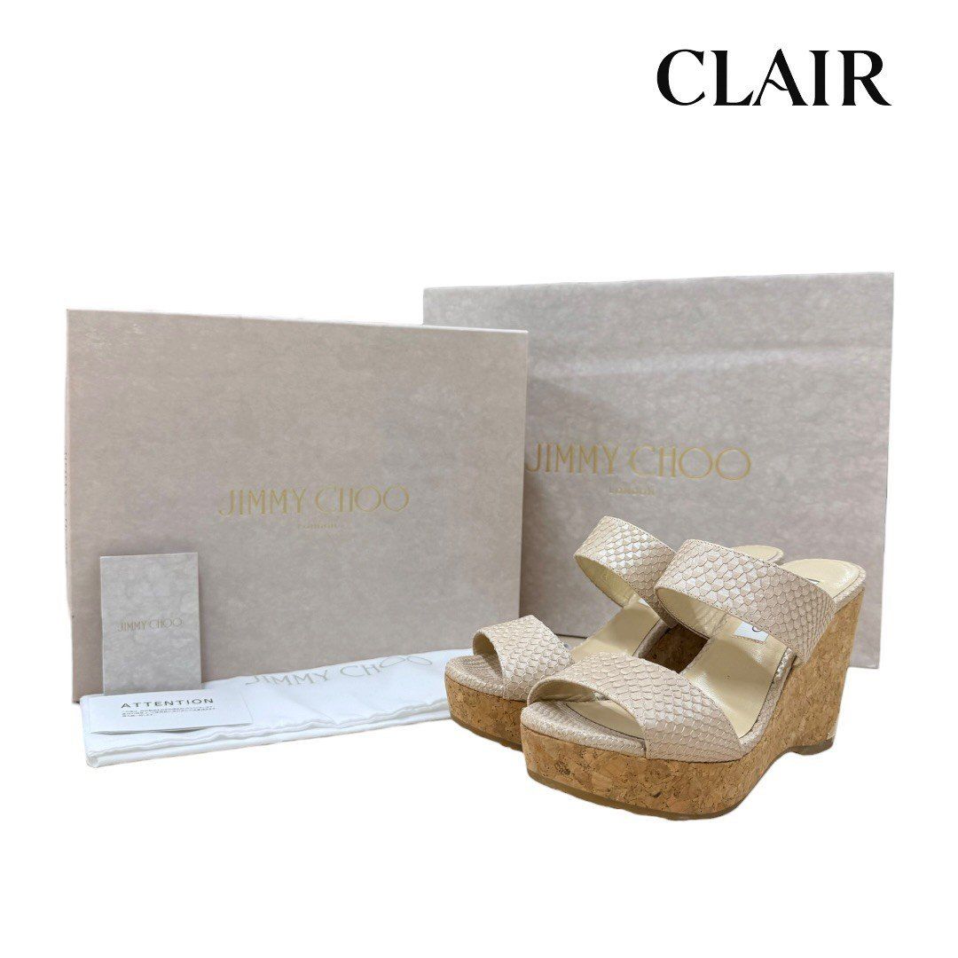 【極美品】ジミーチュウ ウェッジソール サンダル パイソン柄 23cm Jimmy Choo