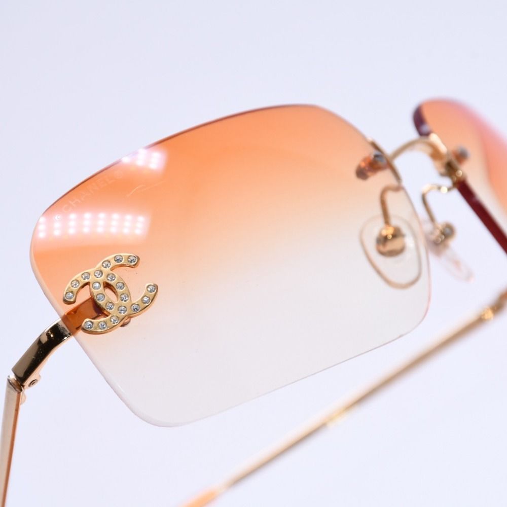 極美品 CHANEL シャネル リムレスサングラス アイウェア メガネ 4017-D