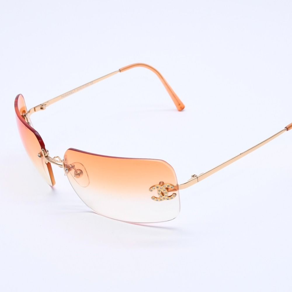 極美品 CHANEL シャネル リムレスサングラス アイウェア メガネ 4017-D
