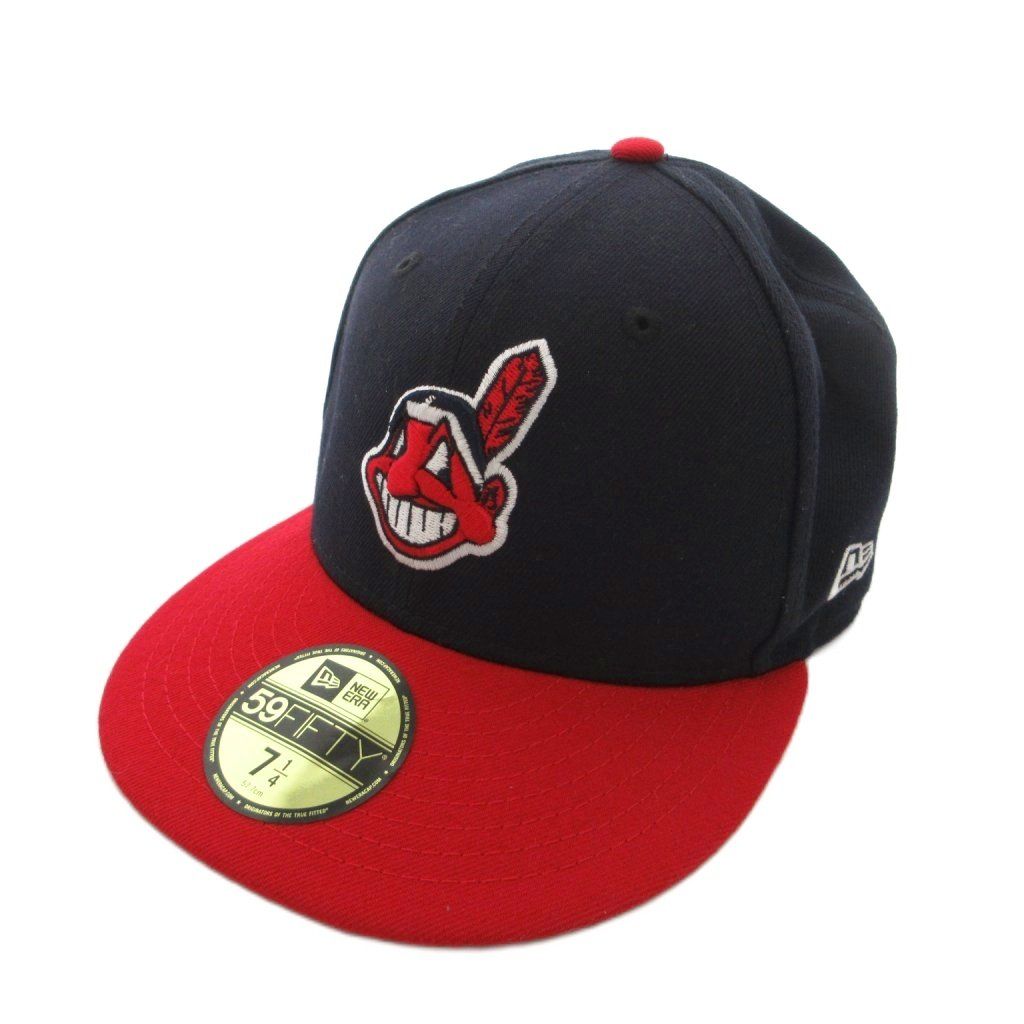 ニューエラ NEW ERA 59FIFTY CLEVELAND INDIANS CAP キャップ 帽子 刺繍 7 4/1 紺 ネイビー /FF