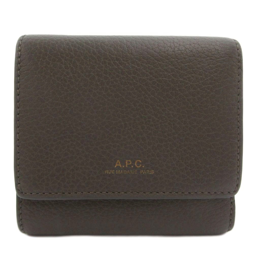 アーペーセー A.P.C. Compact lols GRIS 三つ折り財布 コンパクトウォレット ロゴ レザー グレー /GV