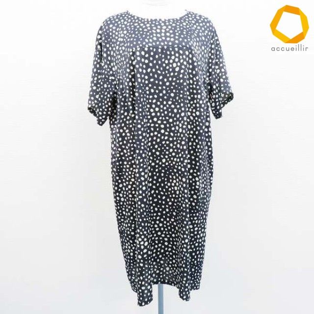 レリアン Leilian ワンピース ロング 半袖 ドット 総柄 大きいサイズ レディース [a1015423]