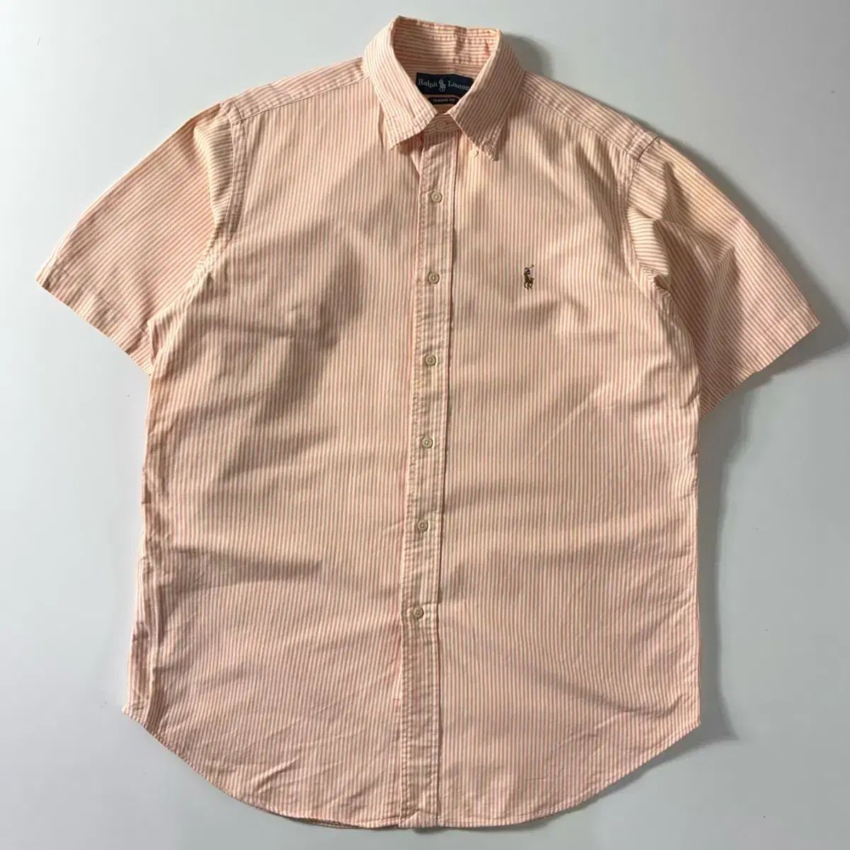 Polo ポロ ラルフローレン 刺繍 コットン オレンジ ストライプ 半袖シャツ