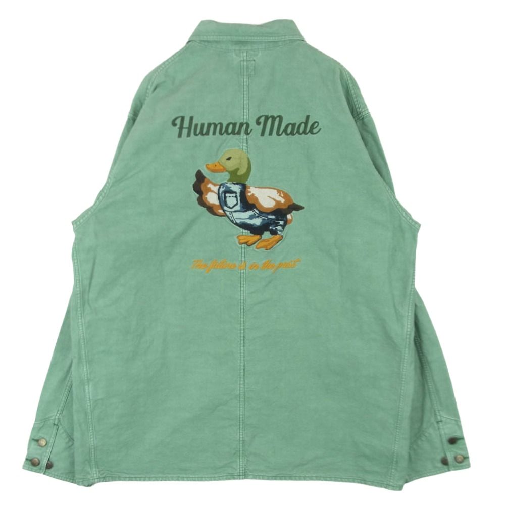 HUMAN MADE ヒューマンメイド GARMENT DYED COVERALL JACKET 刺繍 ガーメントダイ カバーオール ジャケット ライトグリーン系 XXL【中古】 HUMAN MADE ヒューマンメイド GARMENT DYED COVERALL JACKET 刺繍 ガーメントダイ カバーオール ジャケット ライトグリーン系 XXL【中古】