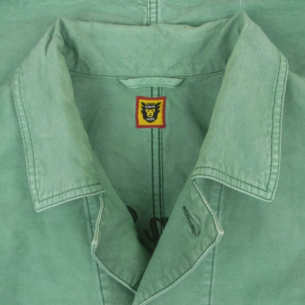 HUMAN MADE ヒューマンメイド GARMENT DYED COVERALL JACKET 刺繍 ガーメントダイ カバーオール ジャケット ライトグリーン系 XXL【中古】 HUMAN MADE ヒューマンメイド GARMENT DYED COVERALL JACKET 刺繍 ガーメントダイ カバーオール ジャケット ライトグリーン系 XXL【中古】