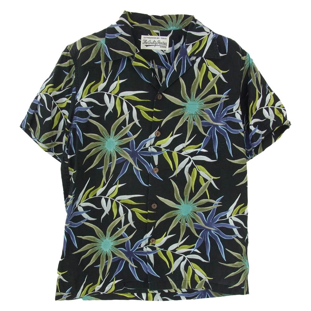 WACKO MARIA ワコマリア 16SS PRINTED FLOWER S/S HAWAIAN SHIRTS フラワー柄 ハワイアン オープンカラーシャツ 開襟 半袖シャツ ブラック系 S【中古】