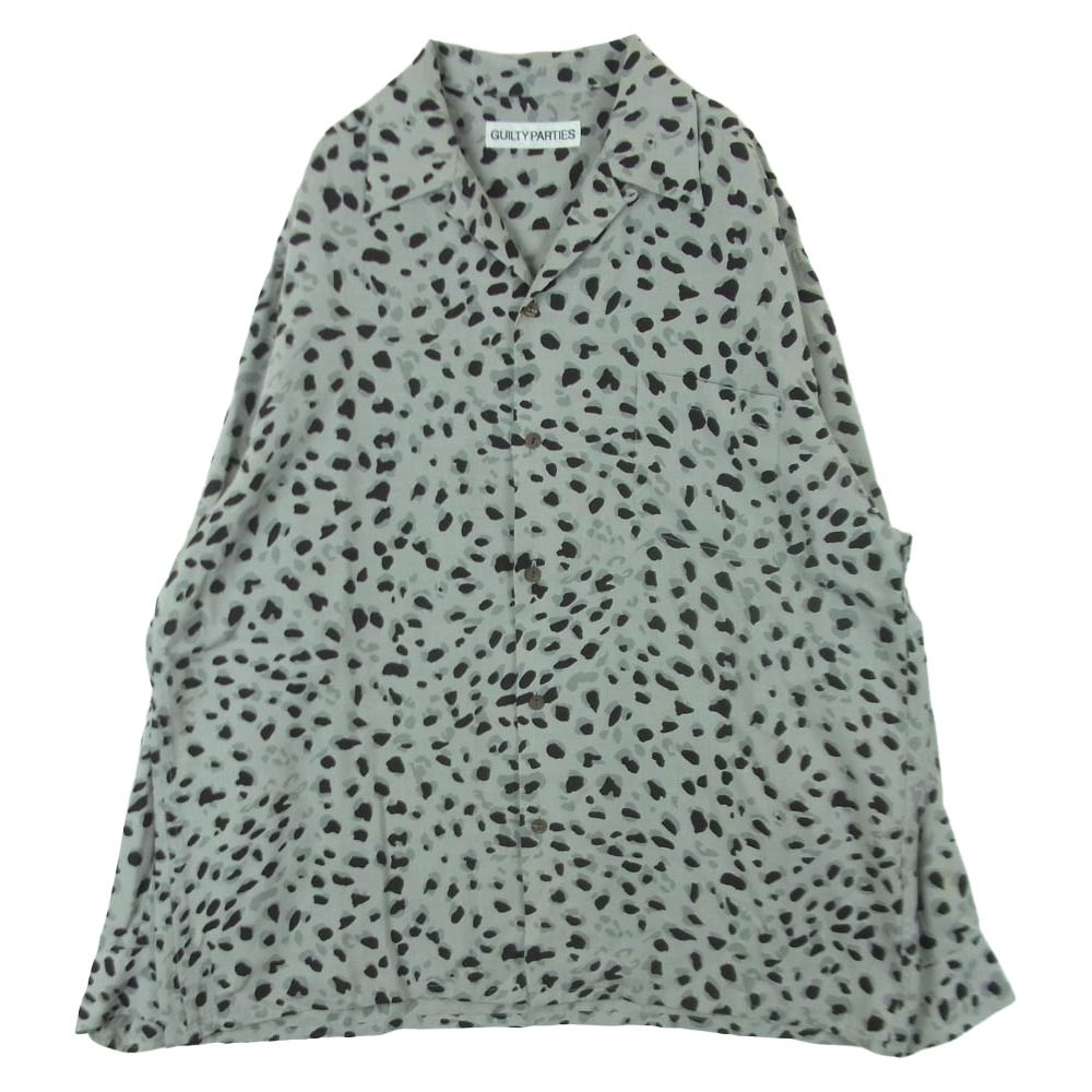 WACKO MARIA ワコマリア LEOPARD OPEN COLLAR SHIRTS レオパード柄 ダルメシアン オープンカラー 長袖 シャツ グレー系 ブラック系 XL【中古】
