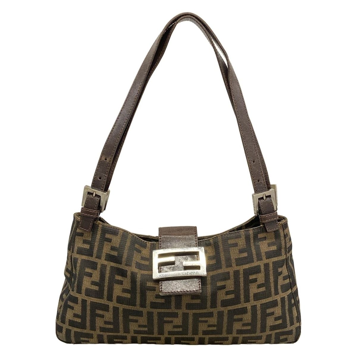 FENDI(フェンディ) ショルダーバッグ ズッカ柄 26583 黒×ベージュ×ダークブラウン レザー