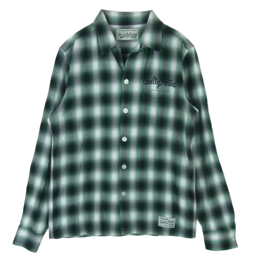 WACKO MARIA ワコマリア 13AW 13AW-OMB-10 バック刺繍 レーヨン オンブレ チェック 長袖 シャツ グリーン系 グレー系 S【中古】