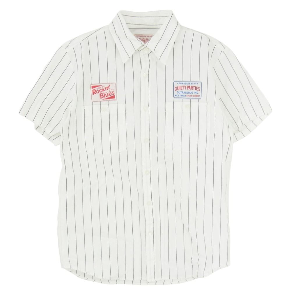 【本日限り値下げ】WACKO MARIA ストライプ 半袖シャツ WACKO MARIA ワコマリア 13SS-WRK-04 ワッペン ストライプ 半袖 ワーク