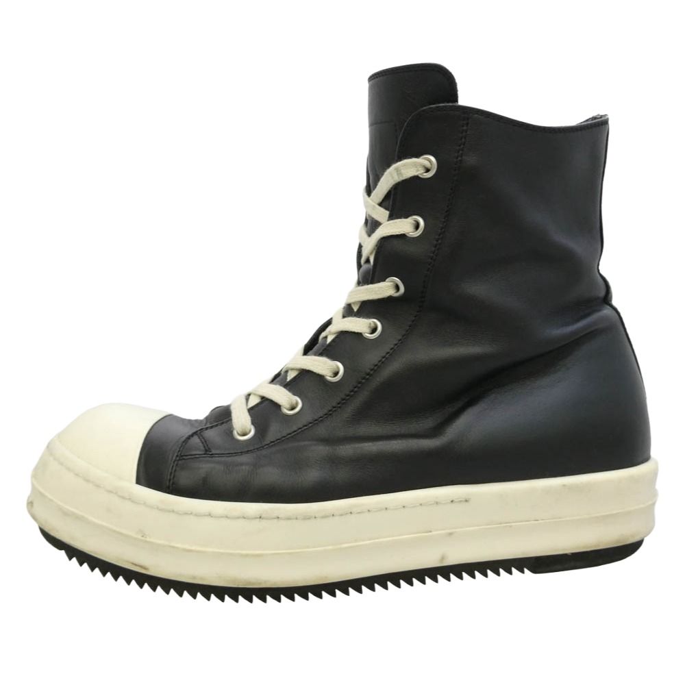 Rick Owens リックオウエンス RAMONES ラモーンズ サイドジップ レザーハイカットスニーカー ブラック系 41【中古】