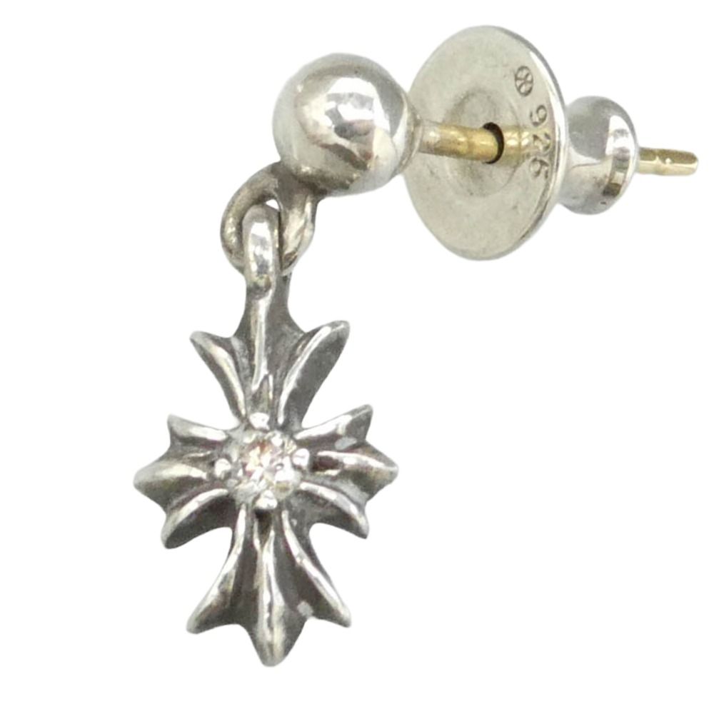 CHROME HEARTS クロムハーツ(原本無) TNY E CH PLS DIA タイニーE CHプラス ドロップ ピアス 1ダイヤ シルバー系【中古】