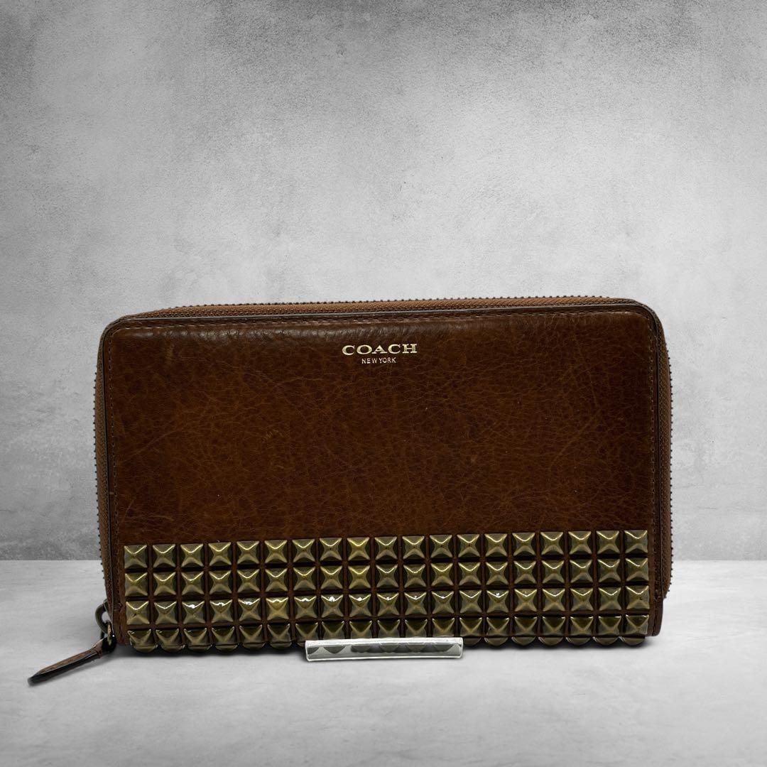 COACH Studded Leather Zip Around Wallet 2977