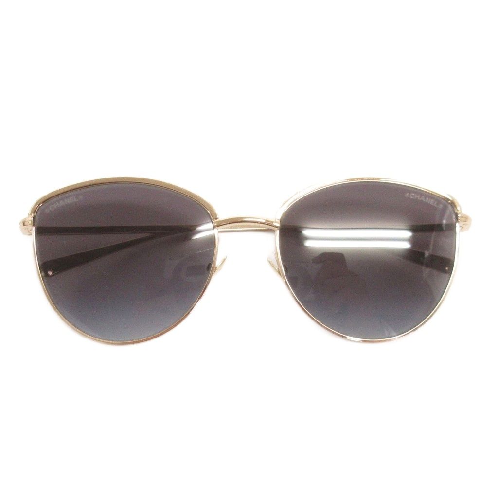 シャネル CHANEL 美品 サングラス カラーレンズ 度無し 4258-B ゴールドカラー 55□18 135 アイウェア