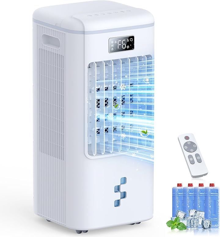 blozey 冷風機 スポットクーラー BLOZEY超強力極冷・極静冷風扇 12m/S爆風 45W省エネ 4-IN-1 冷風・送風・加湿・浄化 冷風扇風機 2026業界初。三面吸風・超便利上下給水3つモード 6段階風量切替 上下左右首振り (白)