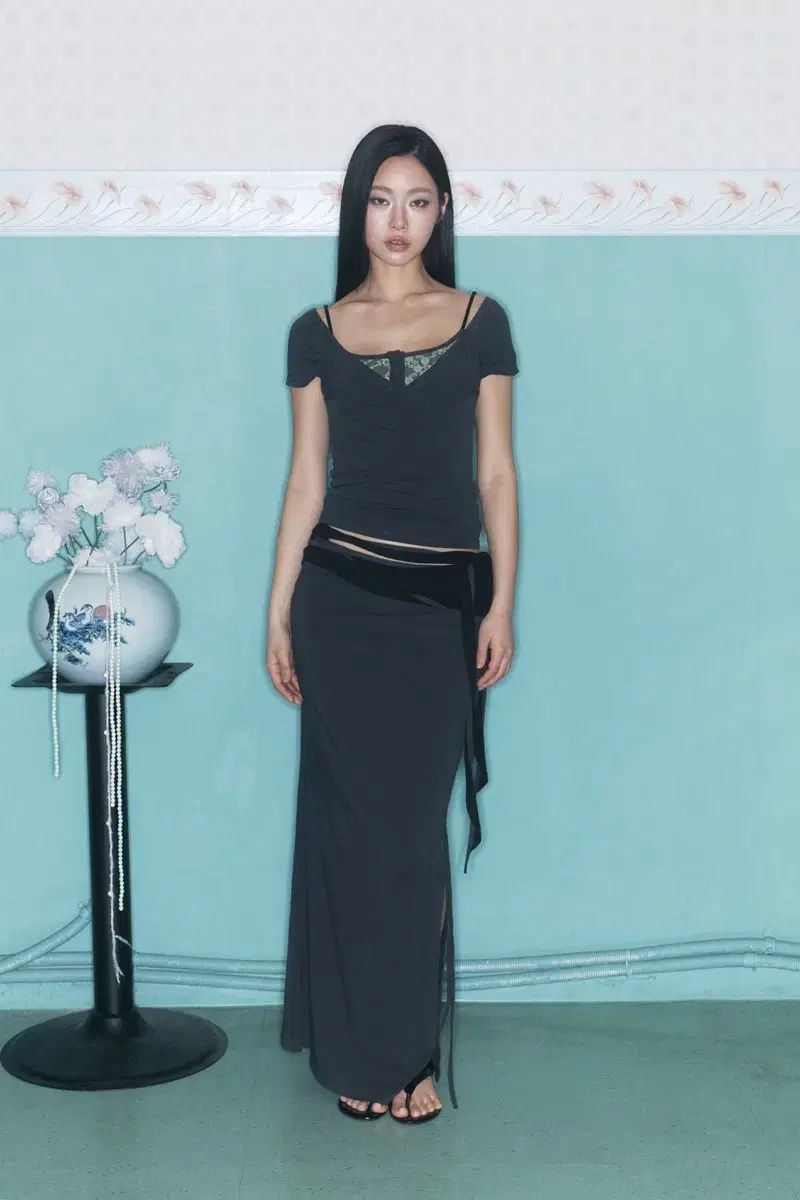 プリーズノーフォロー Ina Shirring Long Skirt スモール