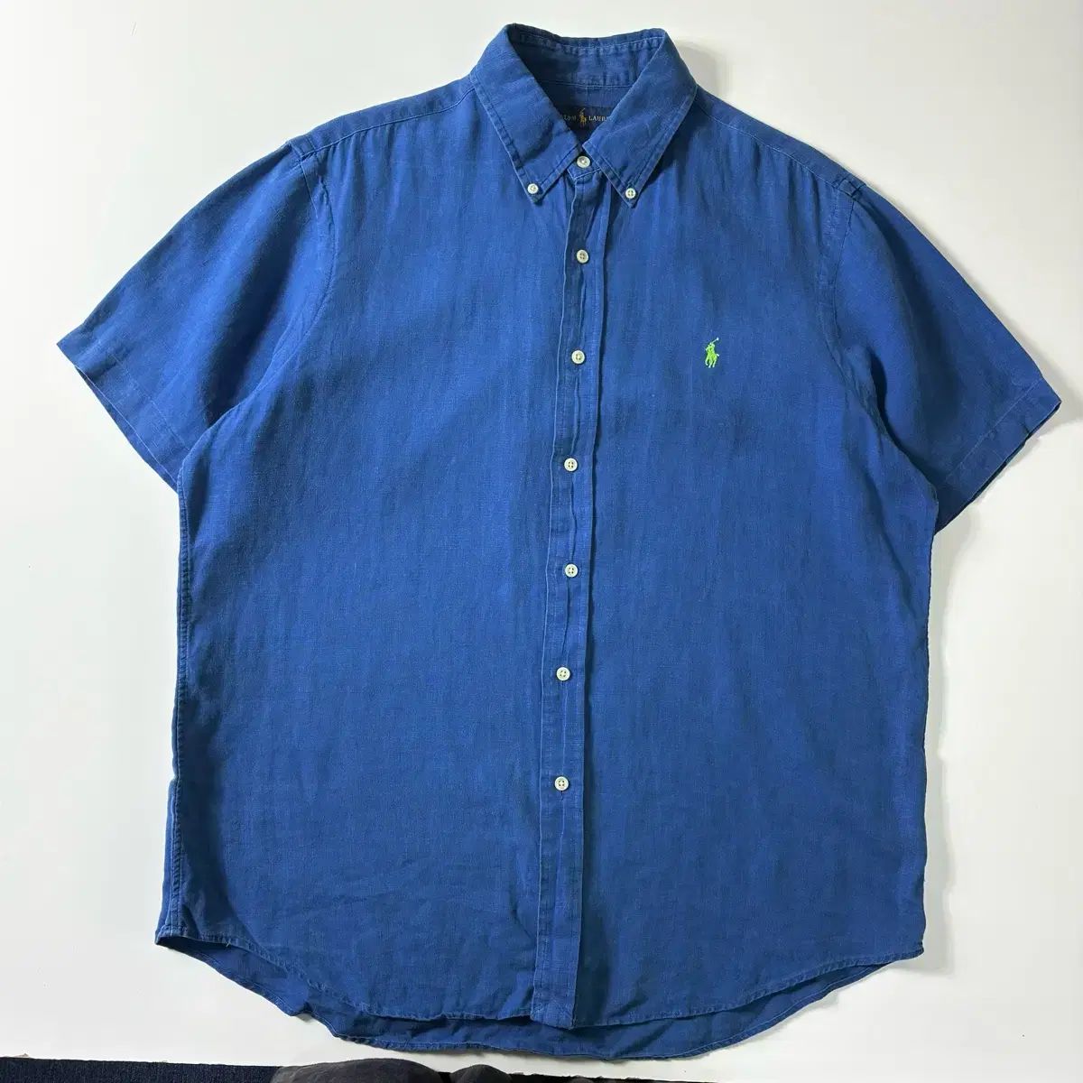Polo ポロ ラルフローレン 刺繍 リネン ブルー 半袖 シャツ