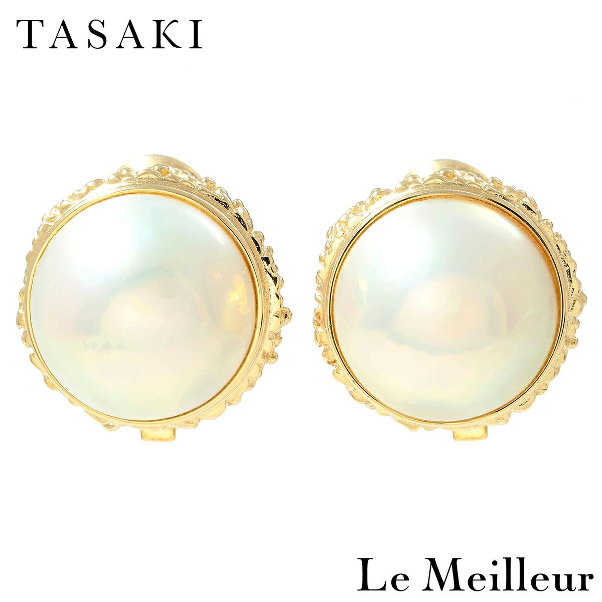 【新品仕上済】 TASAKI マベ真珠 14.2mm イエローゴールド K14YG パールイヤリング レディース 返品OK