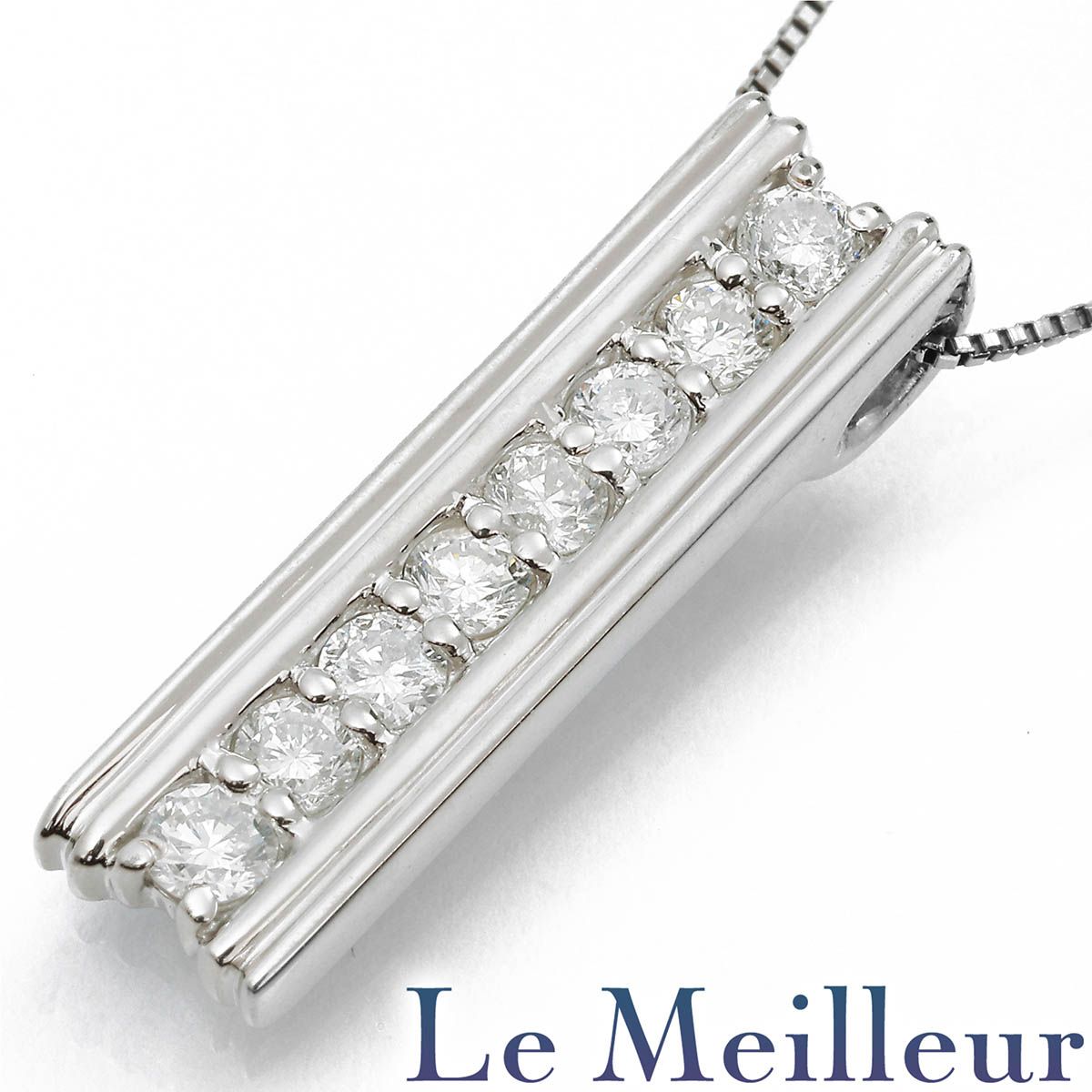 【新品仕上済】 ダイヤモンド 0.3ct プラチナ Pt900 Iラインネックレス 8P 40.0cm レディース 返品OK